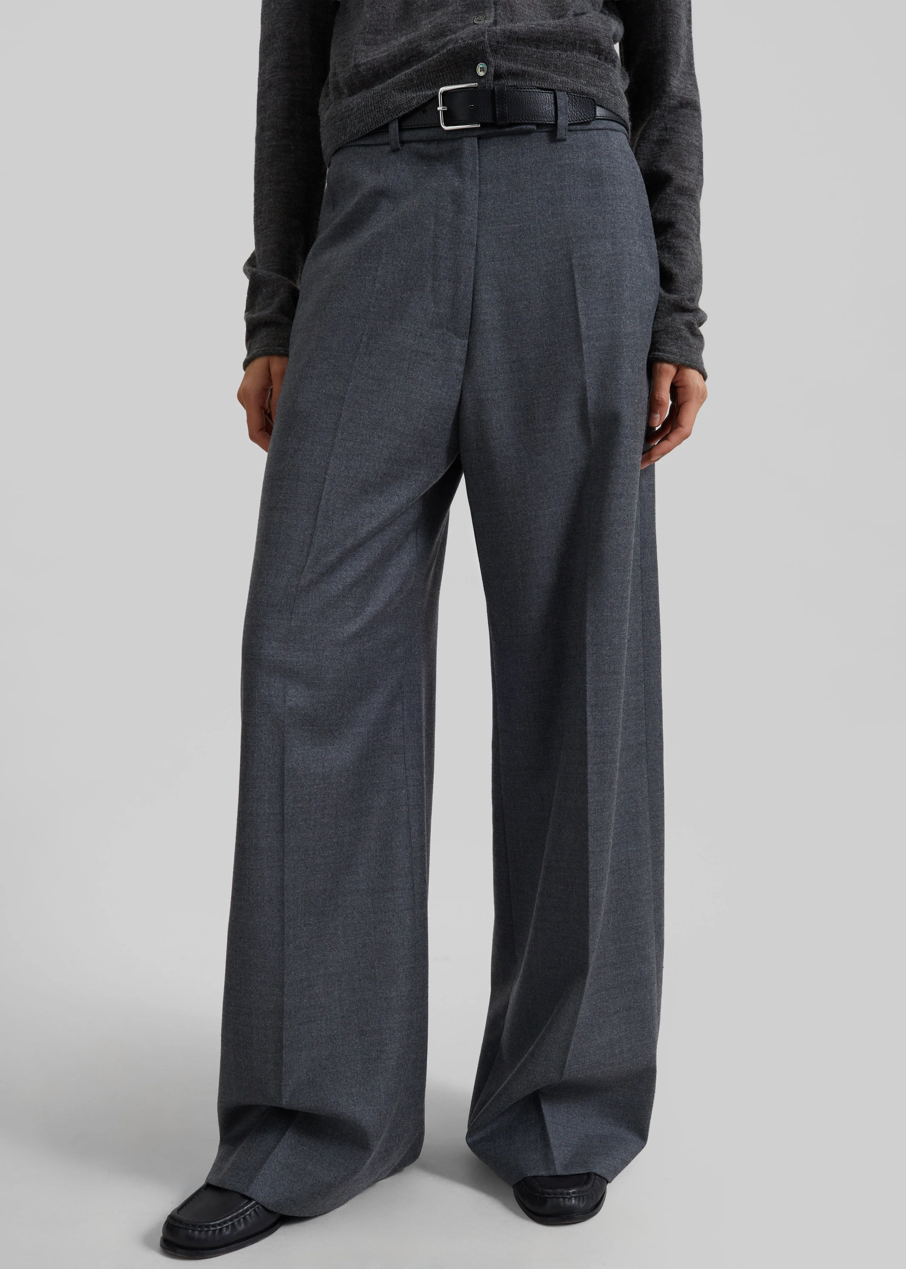 Brickell Flannel Trousers - Grey Melange - Image 2