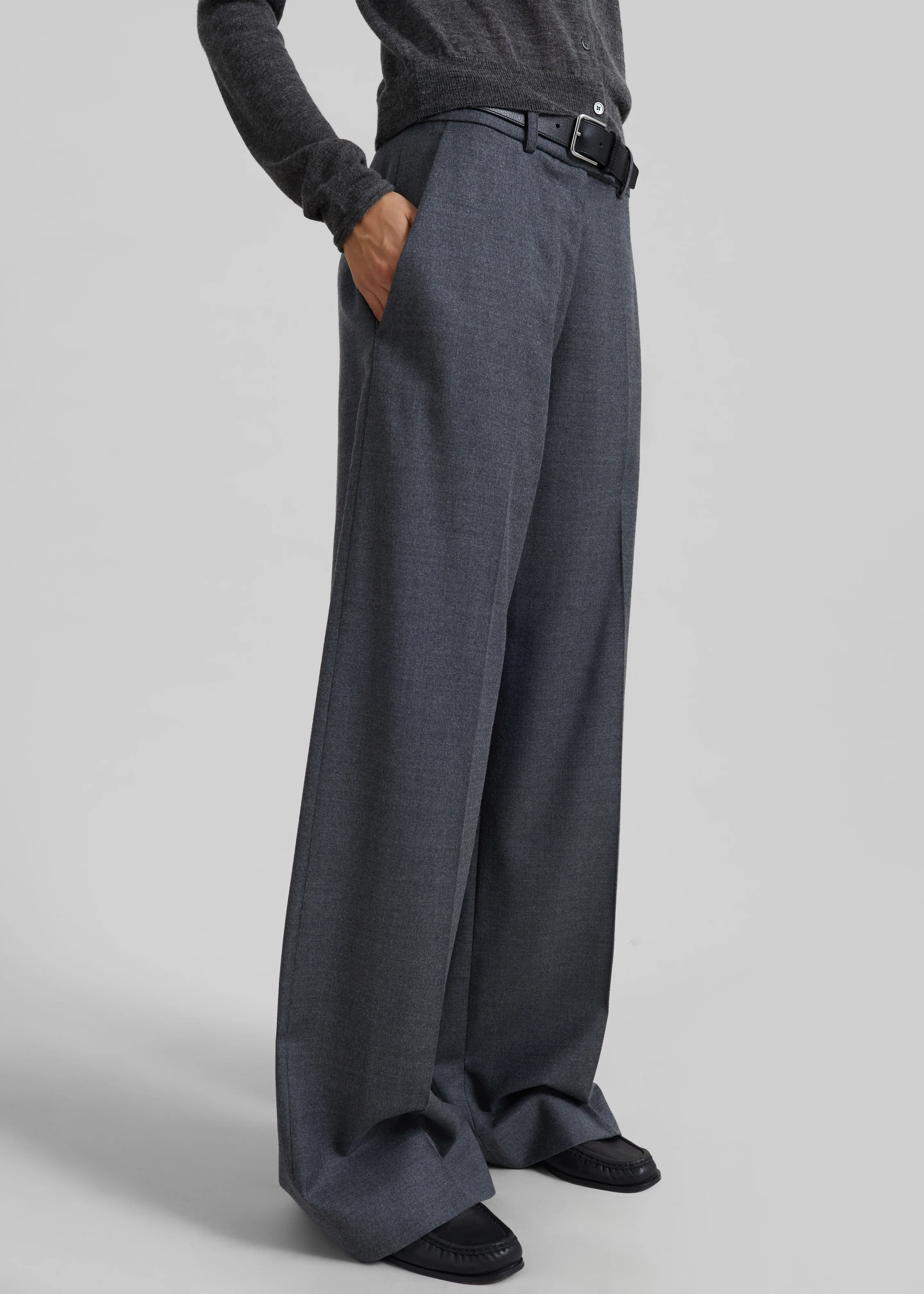 Brickell Flannel Trousers - Grey Melange - Image 4