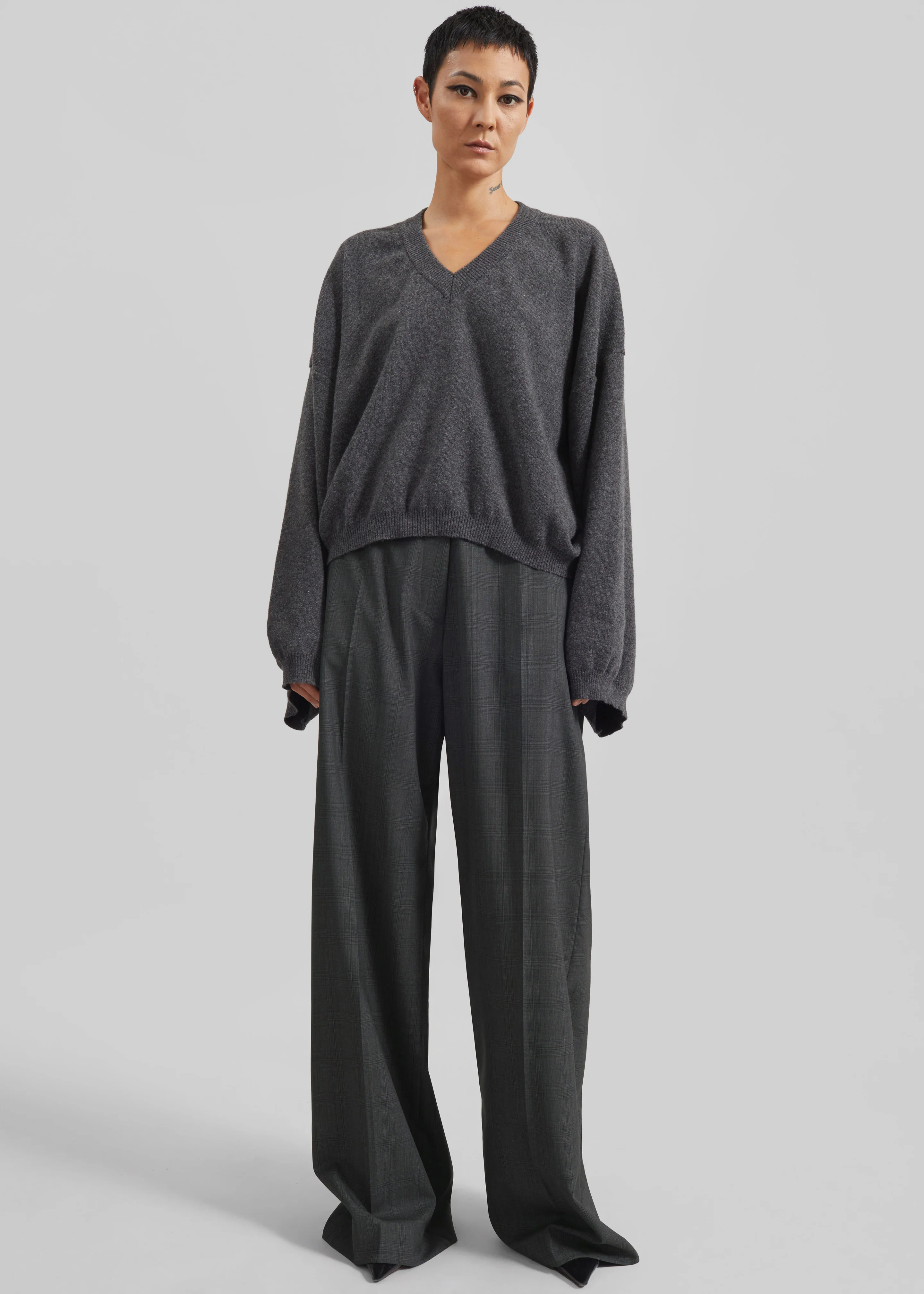 Brickell Plaid Trousers - Dark Grey - Image 2