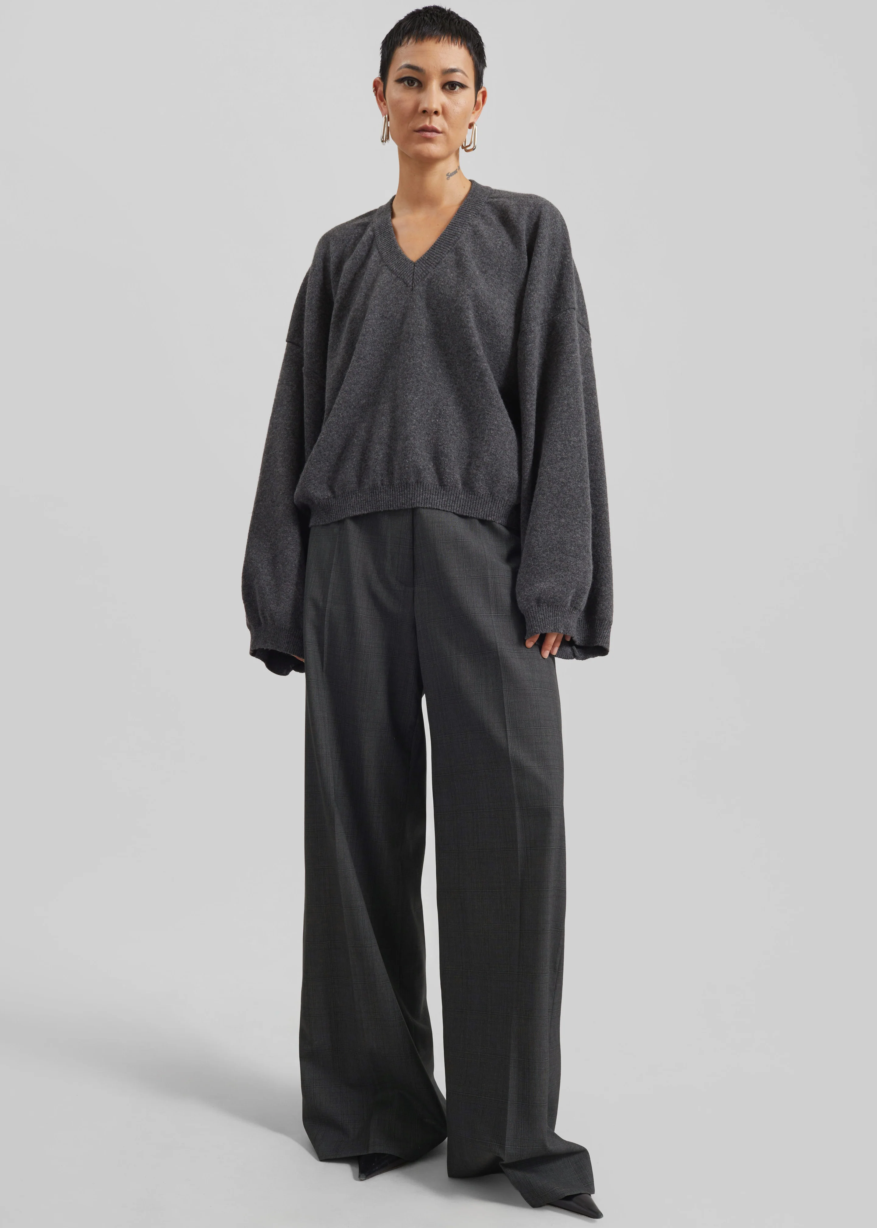 Brickell Plaid Trousers - Dark Grey - Image 6