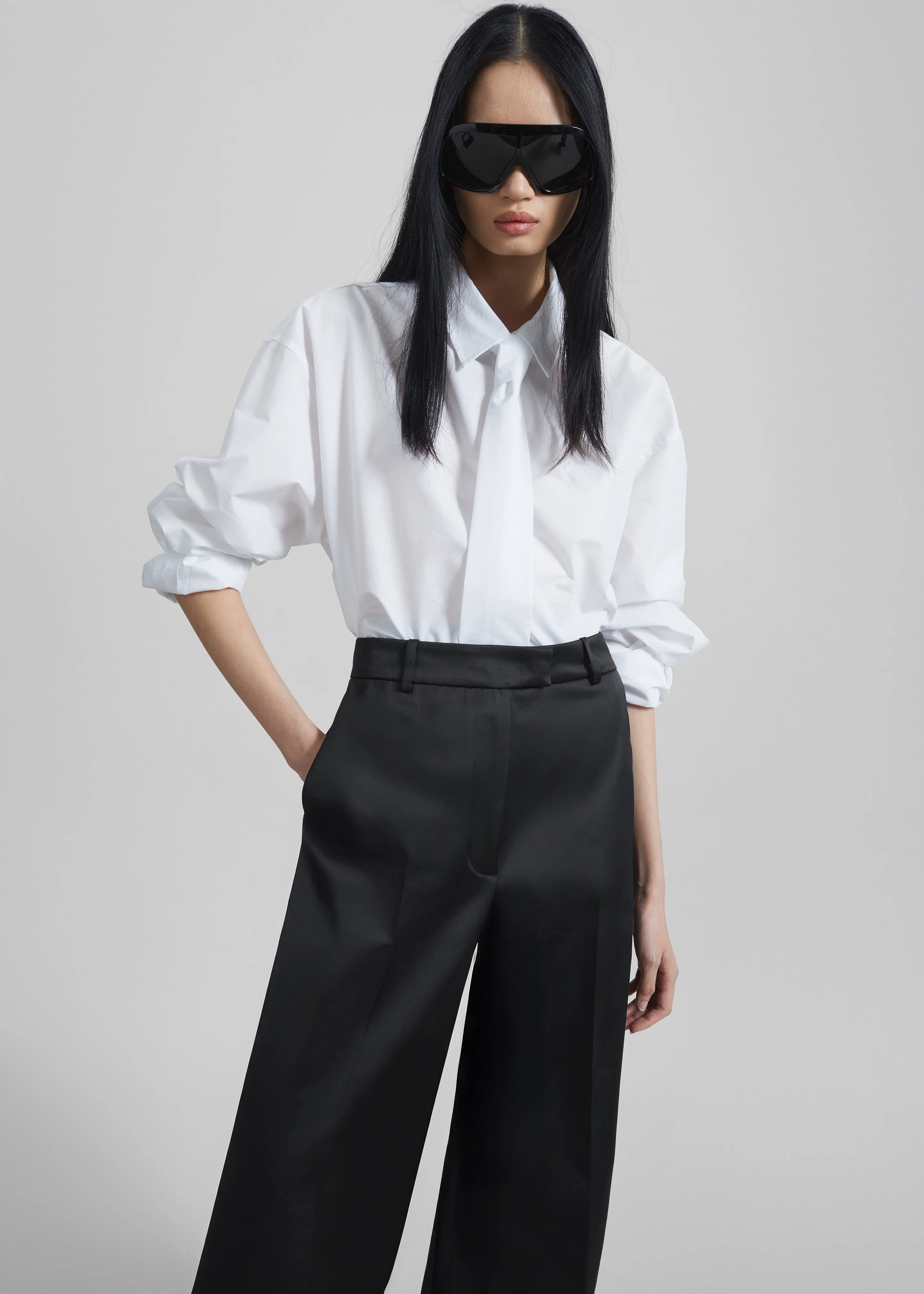 Brickell Satin Trousers - Black - Image 8