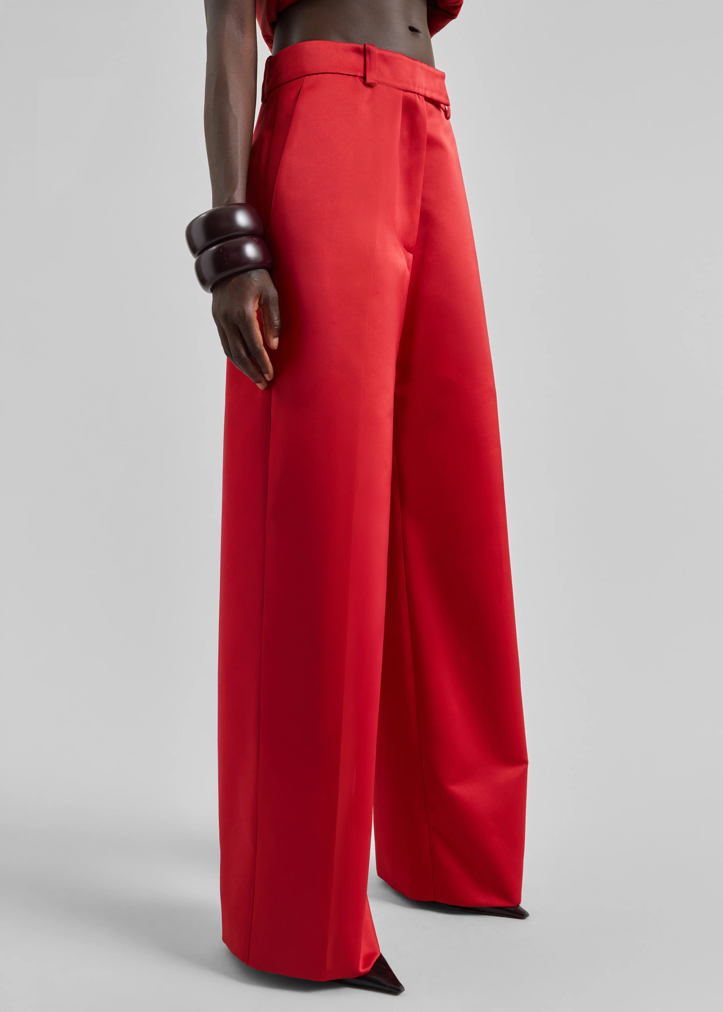 Brickell Satin Trousers - Red - Image 2