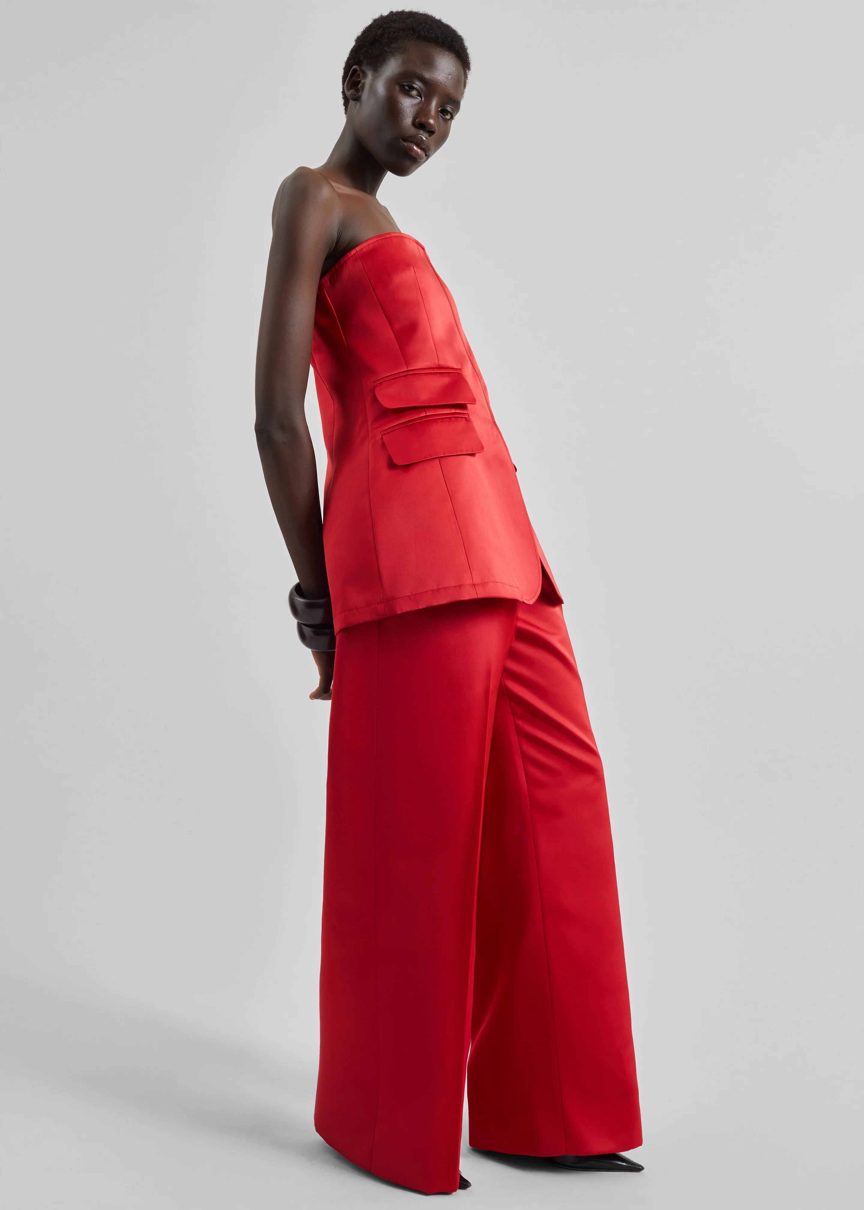 Brickell Satin Trousers - Red - Image 5
