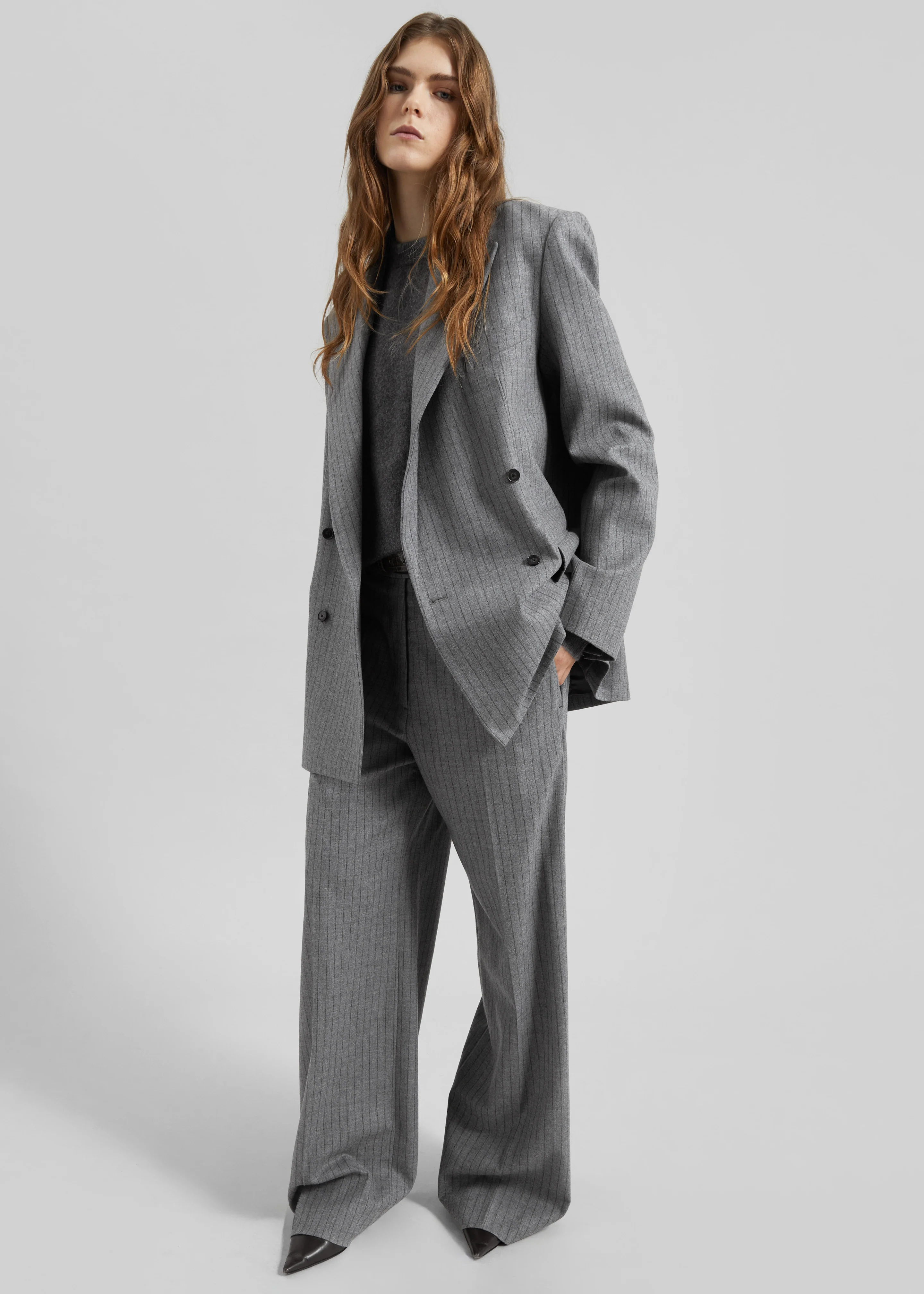 Brickell Striped Trousers - Grey/Brown - Image 4