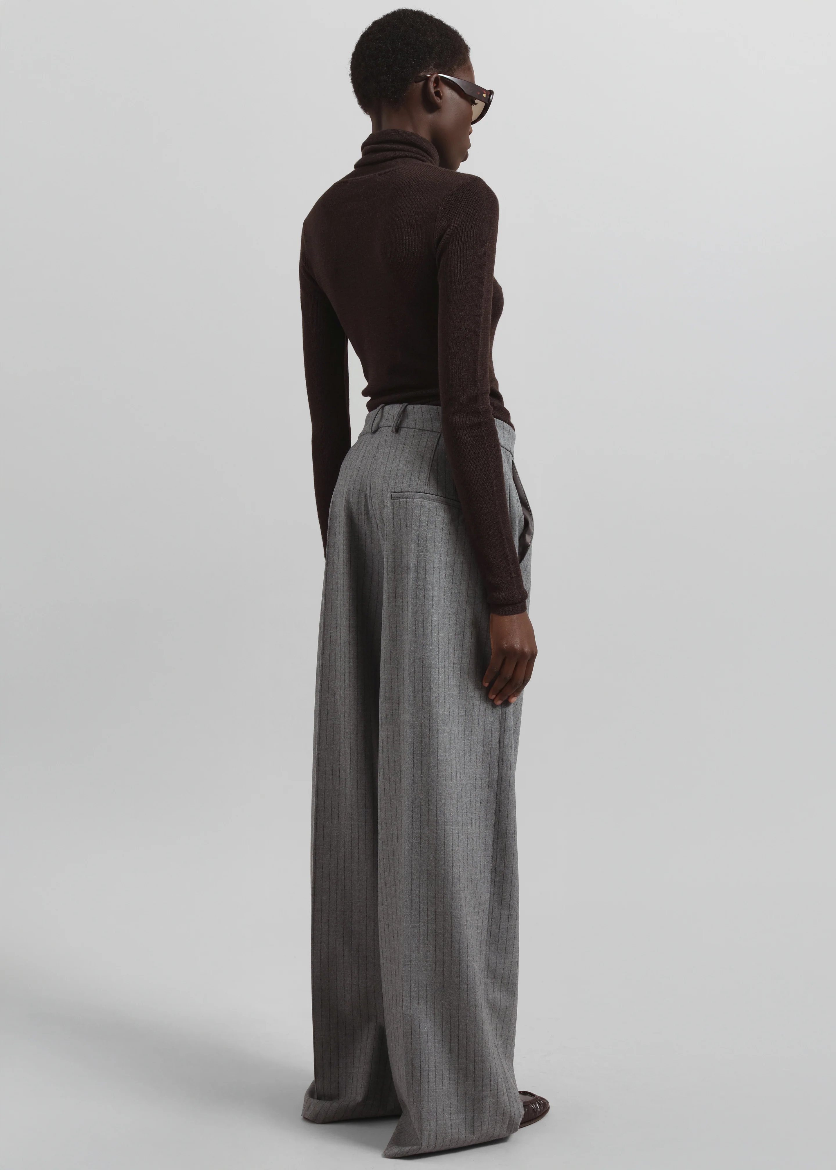 Brickell Striped Trousers - Grey/Brown - Image 8