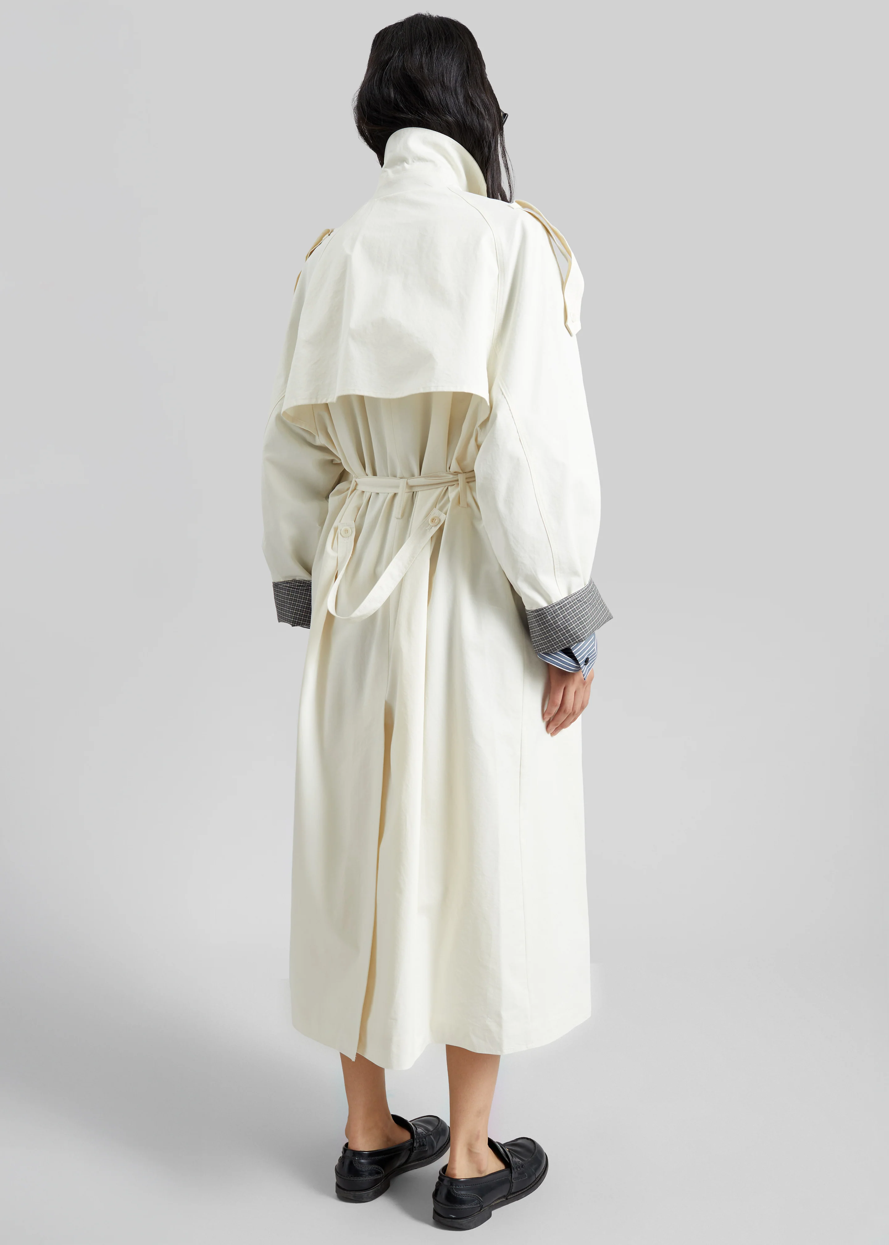 Brion Contrast Cuff Trench Coat - Cream - Image 7