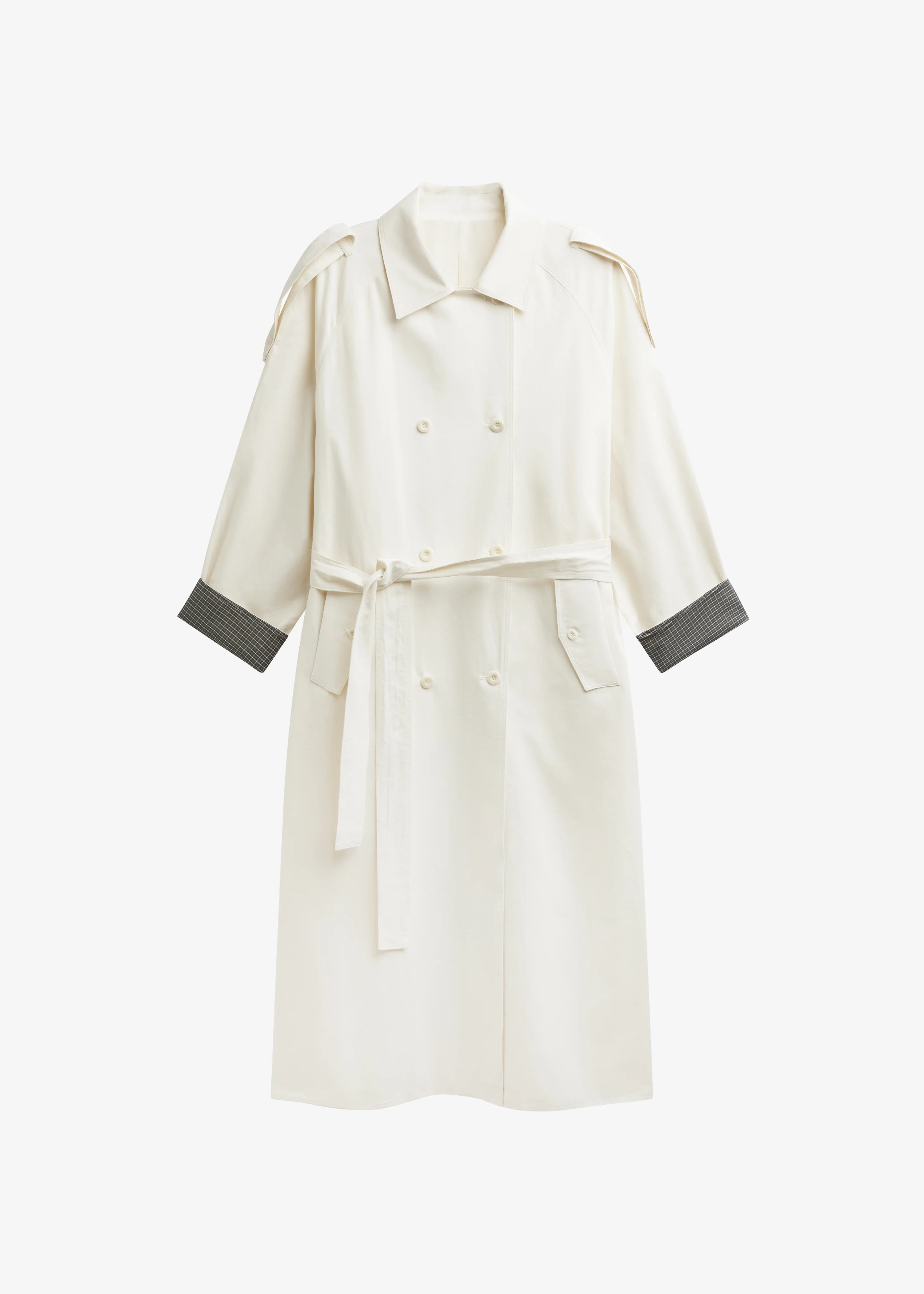 Brion Contrast Cuff Trench Coat - Cream - Image 8