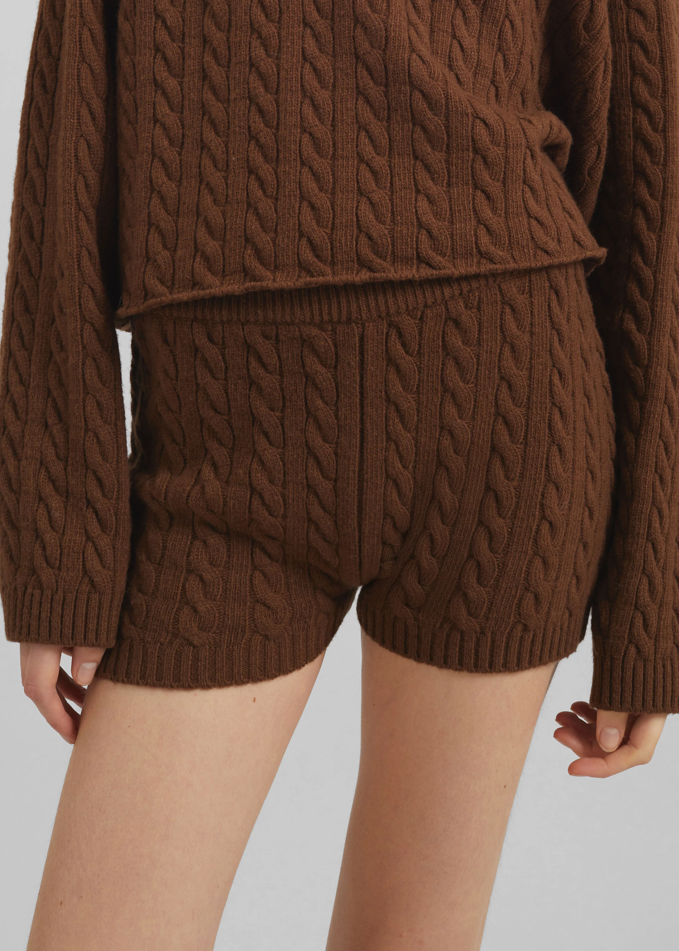 Brisbane Knit Mini Shorts - Brown - Image 4
