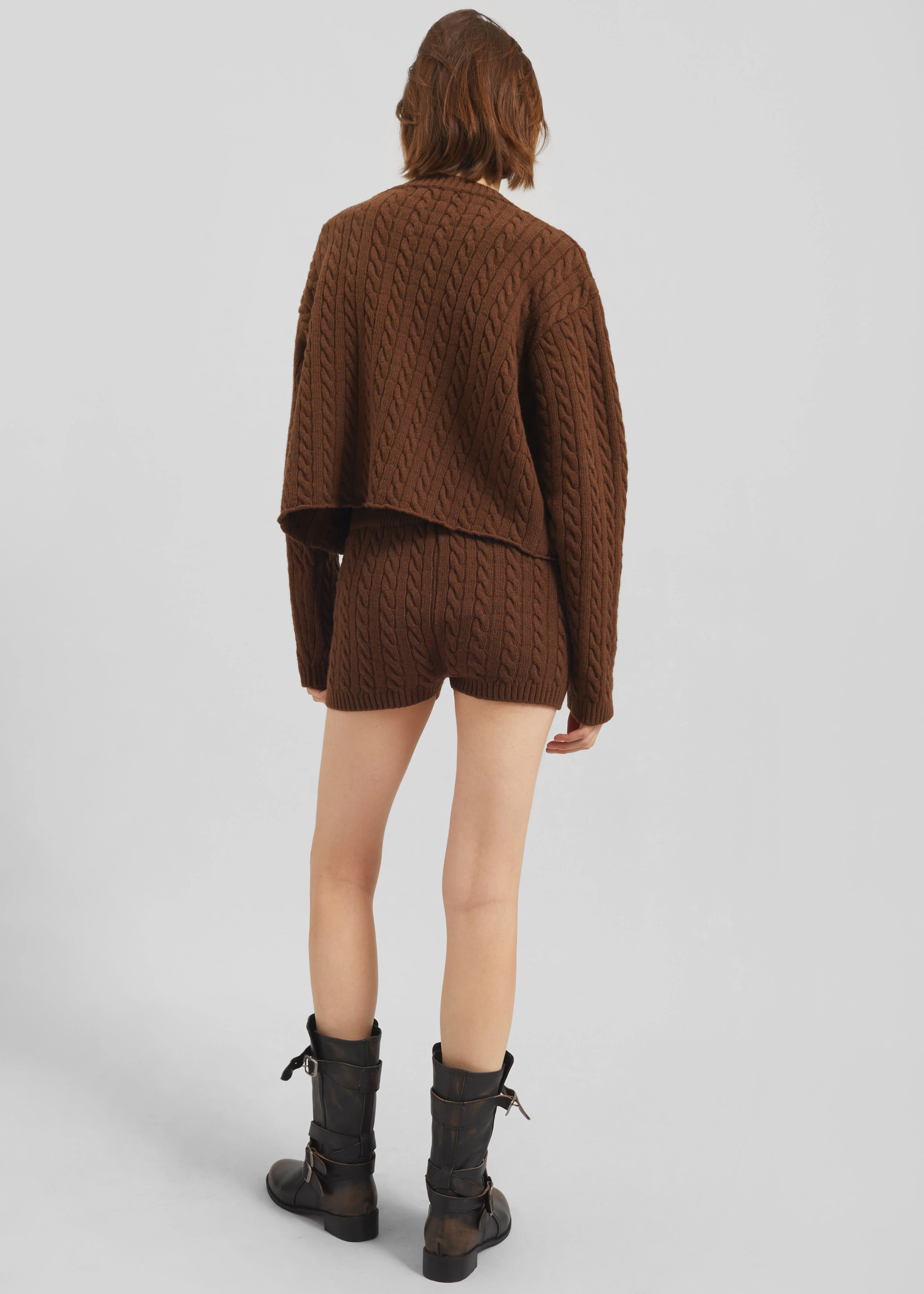 Brisbane Knit Mini Shorts - Brown - Image 6