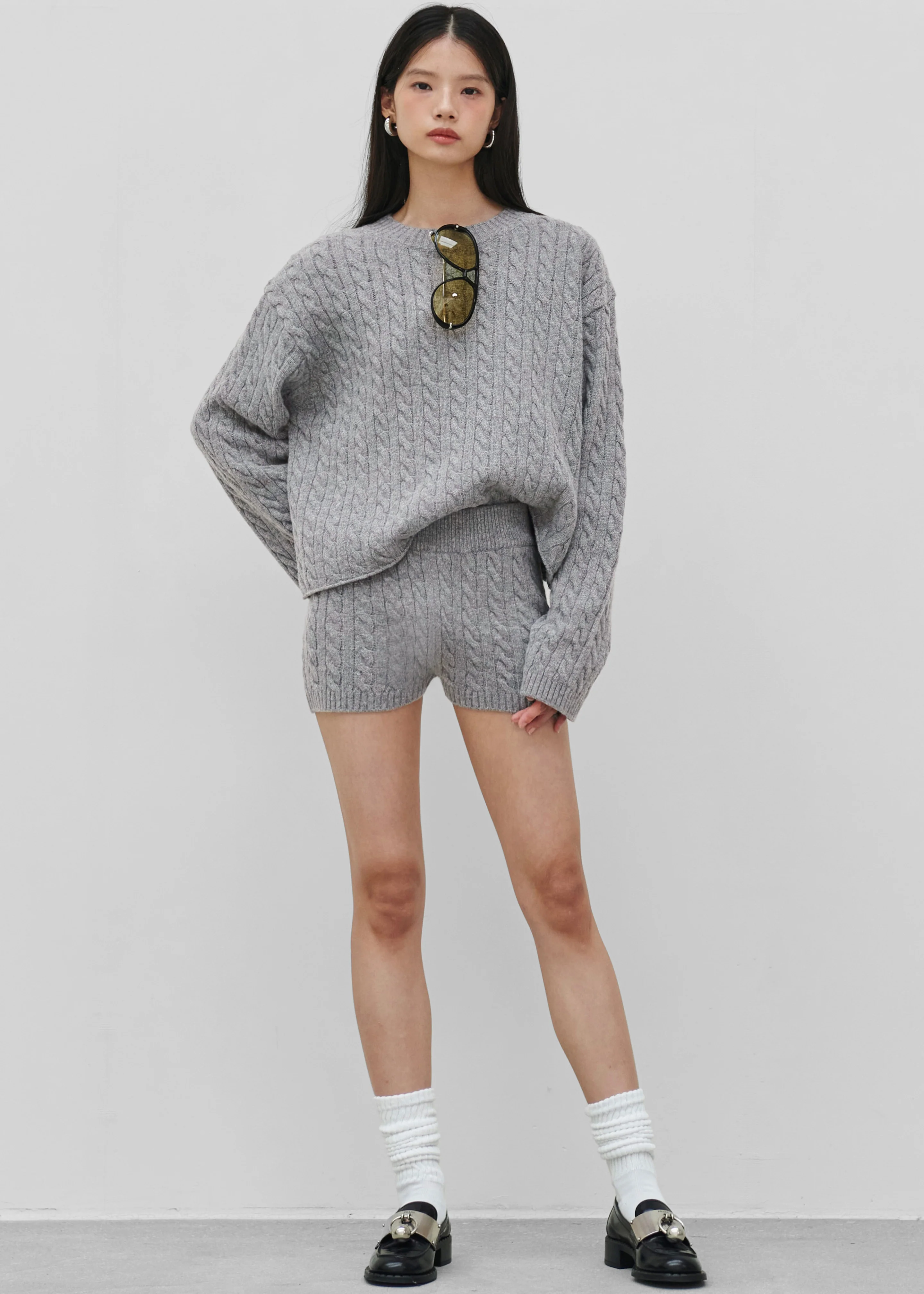 Brisbane Knit Mini Shorts - Grey - Image 3