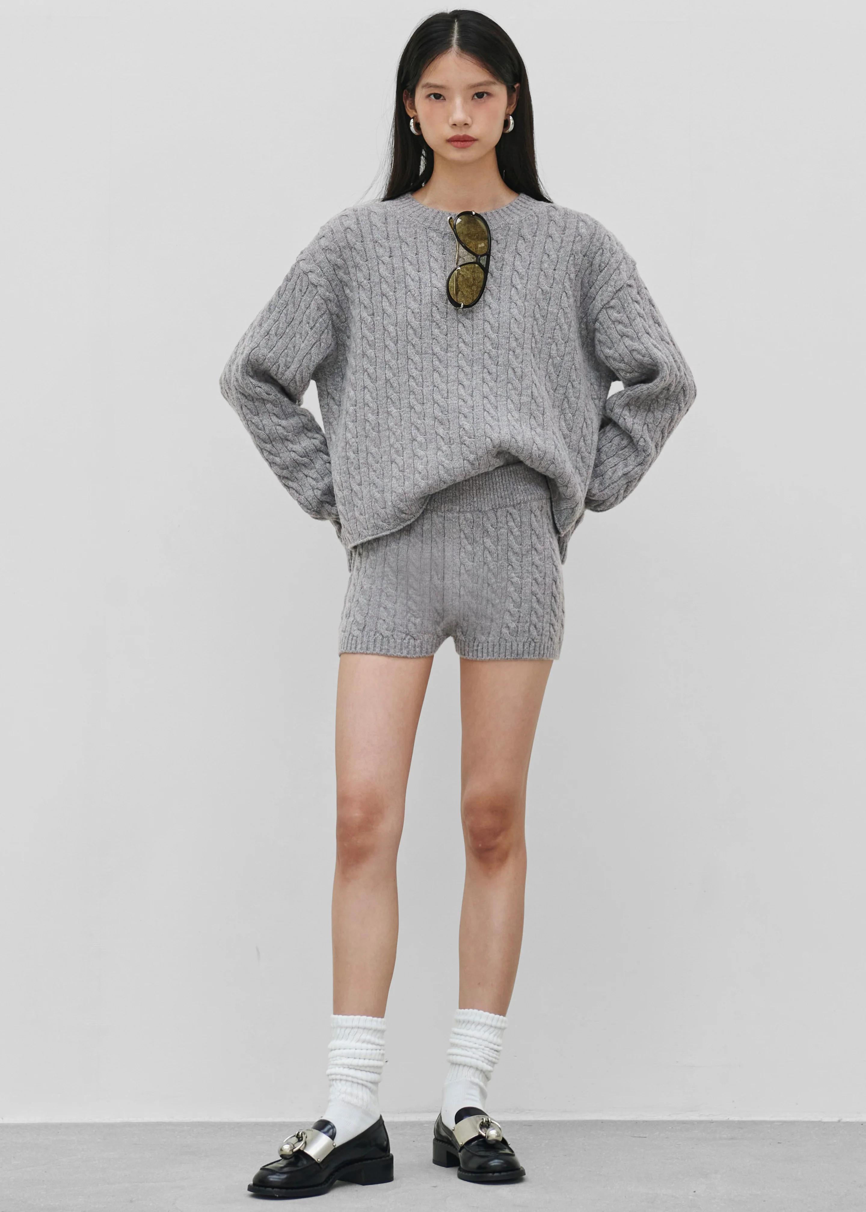 Brisbane Knit Mini Shorts - Grey - Image 6