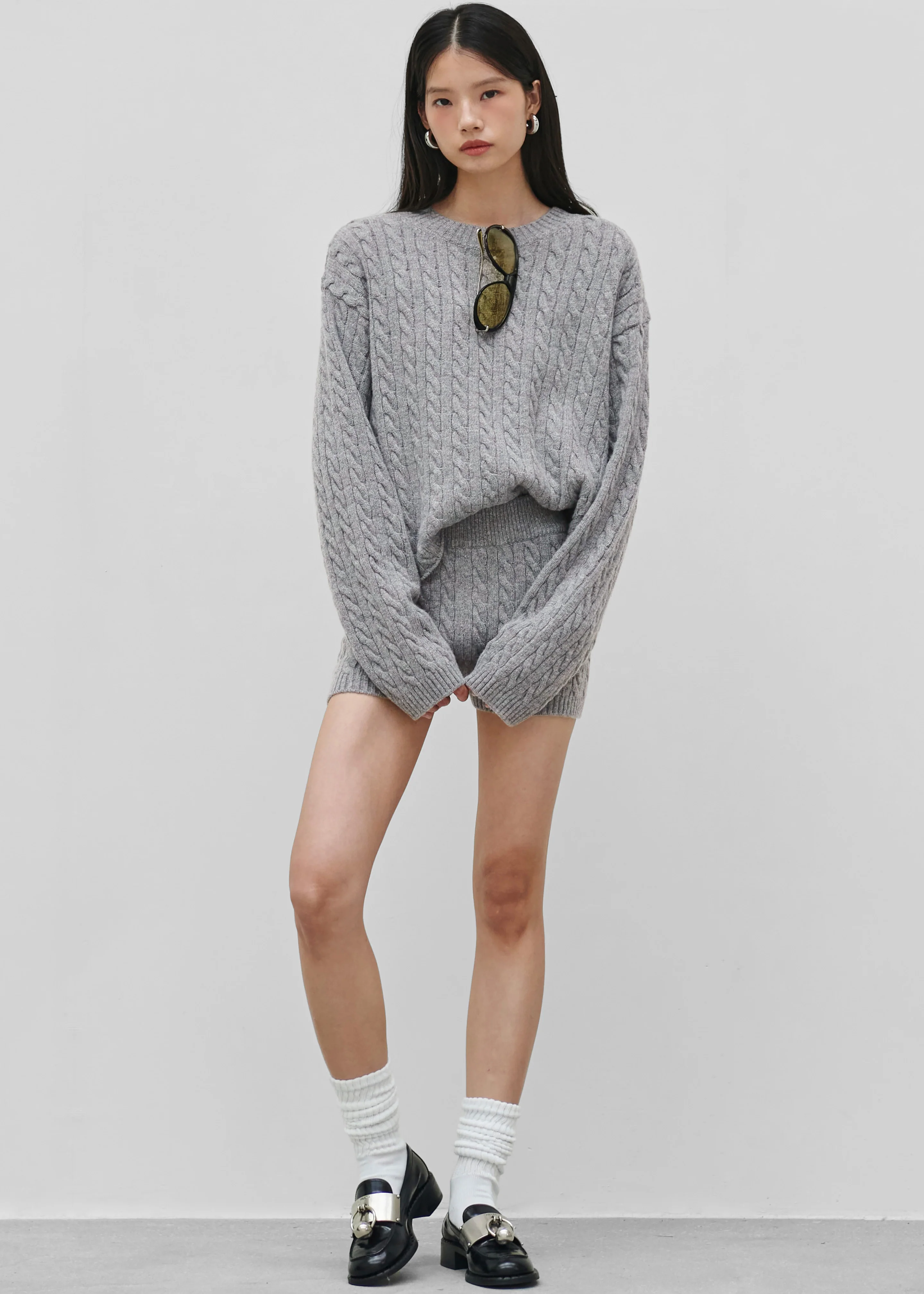Brisbane Knit Mini Shorts - Grey - Image 7