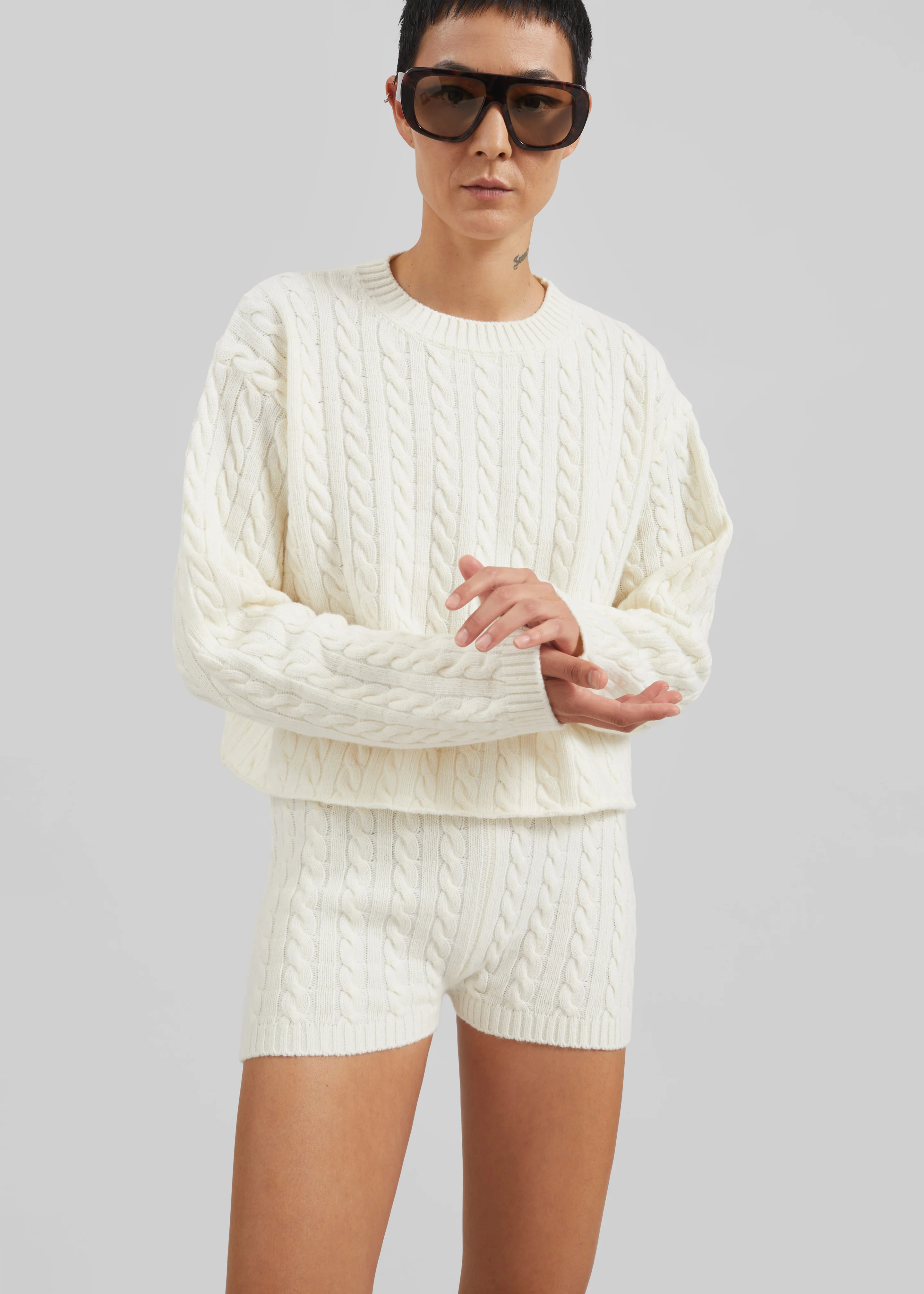 Brisbane Knit Mini Shorts - White - Image 5