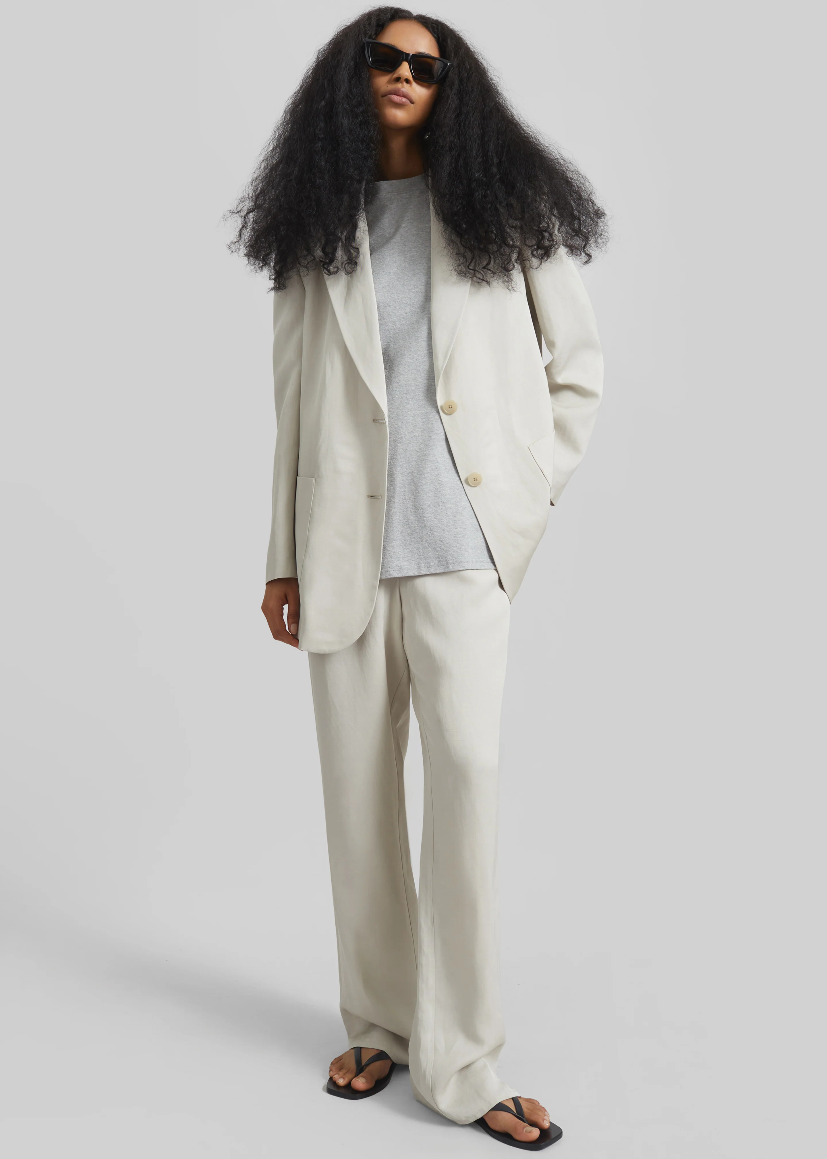Bruna Linen Soft Blazer - Light Beige - Image 4
