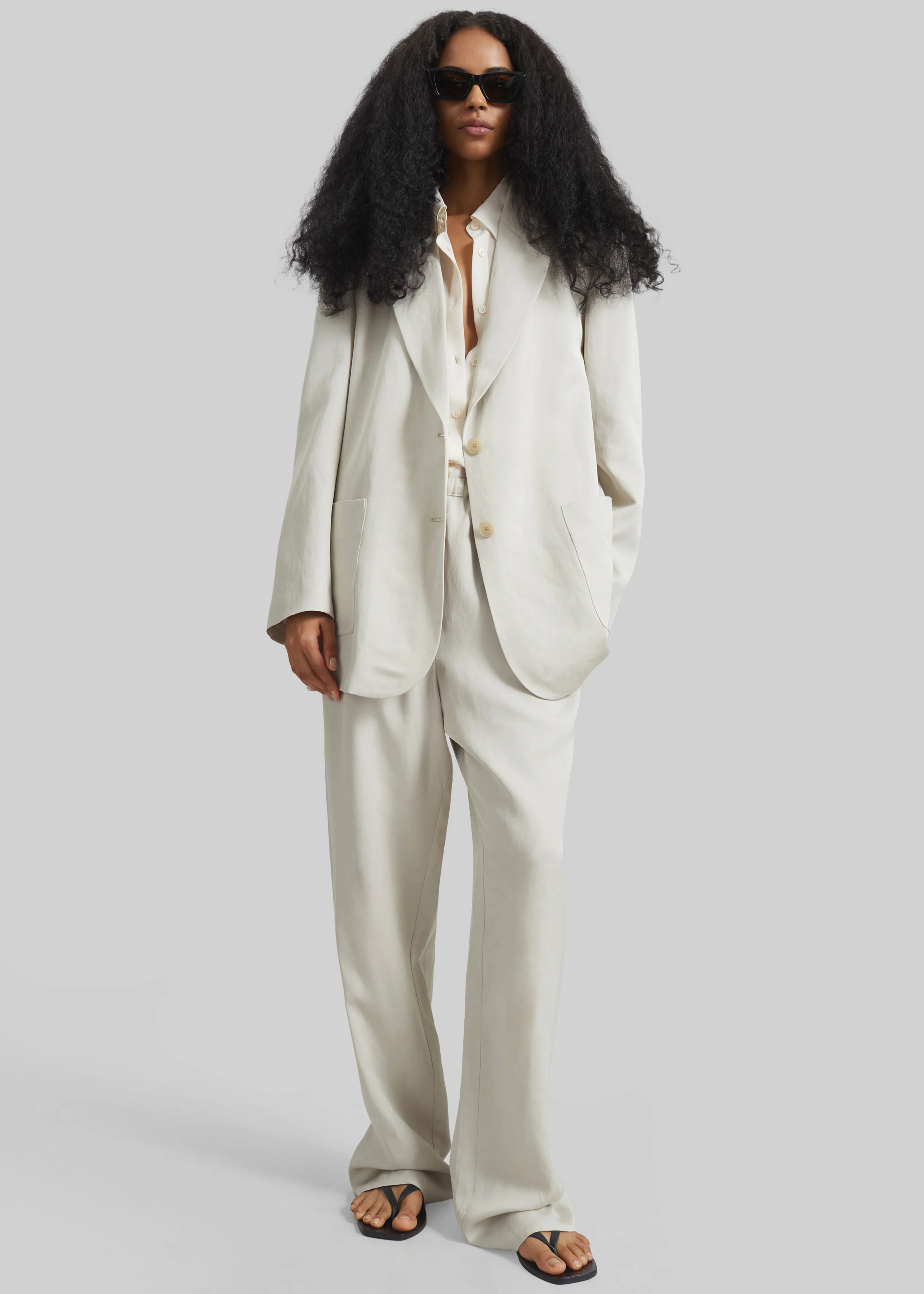 Bruna Linen Soft Pants - Light Beige - Image 3