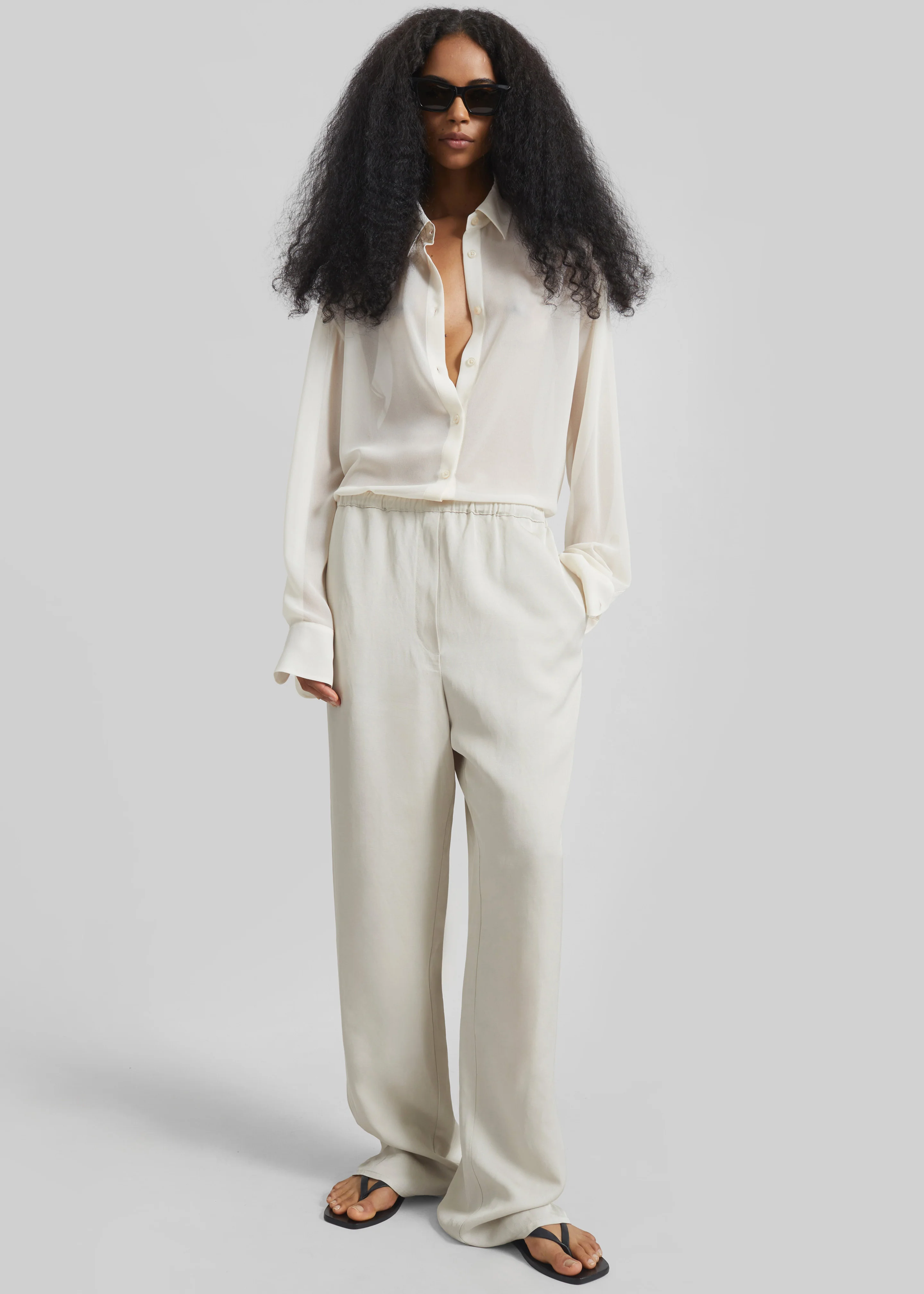 Bruna Linen Soft Pants - Light Beige - Image 7