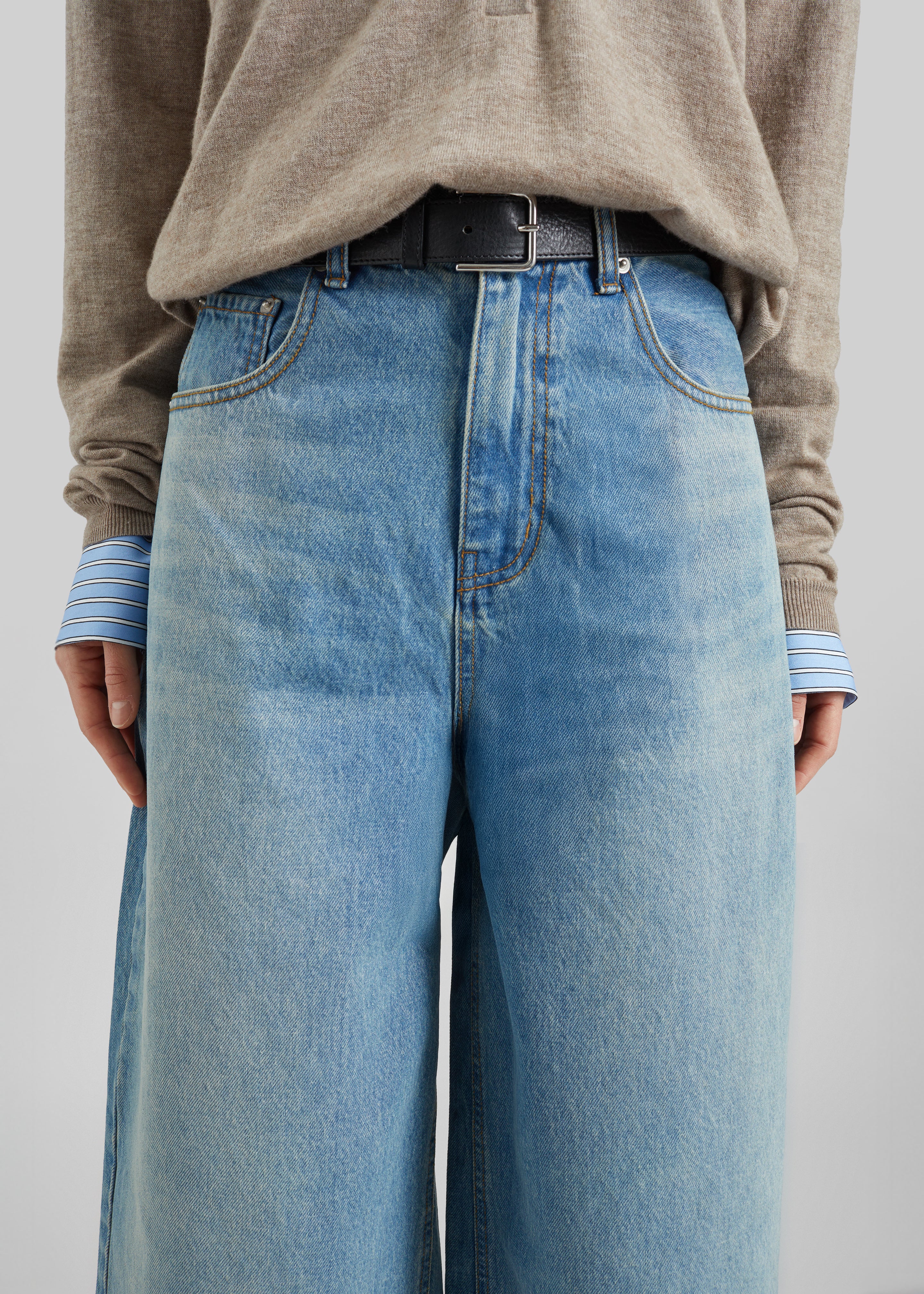 Brunoy Denim Culottes - Light Wash - Image 6