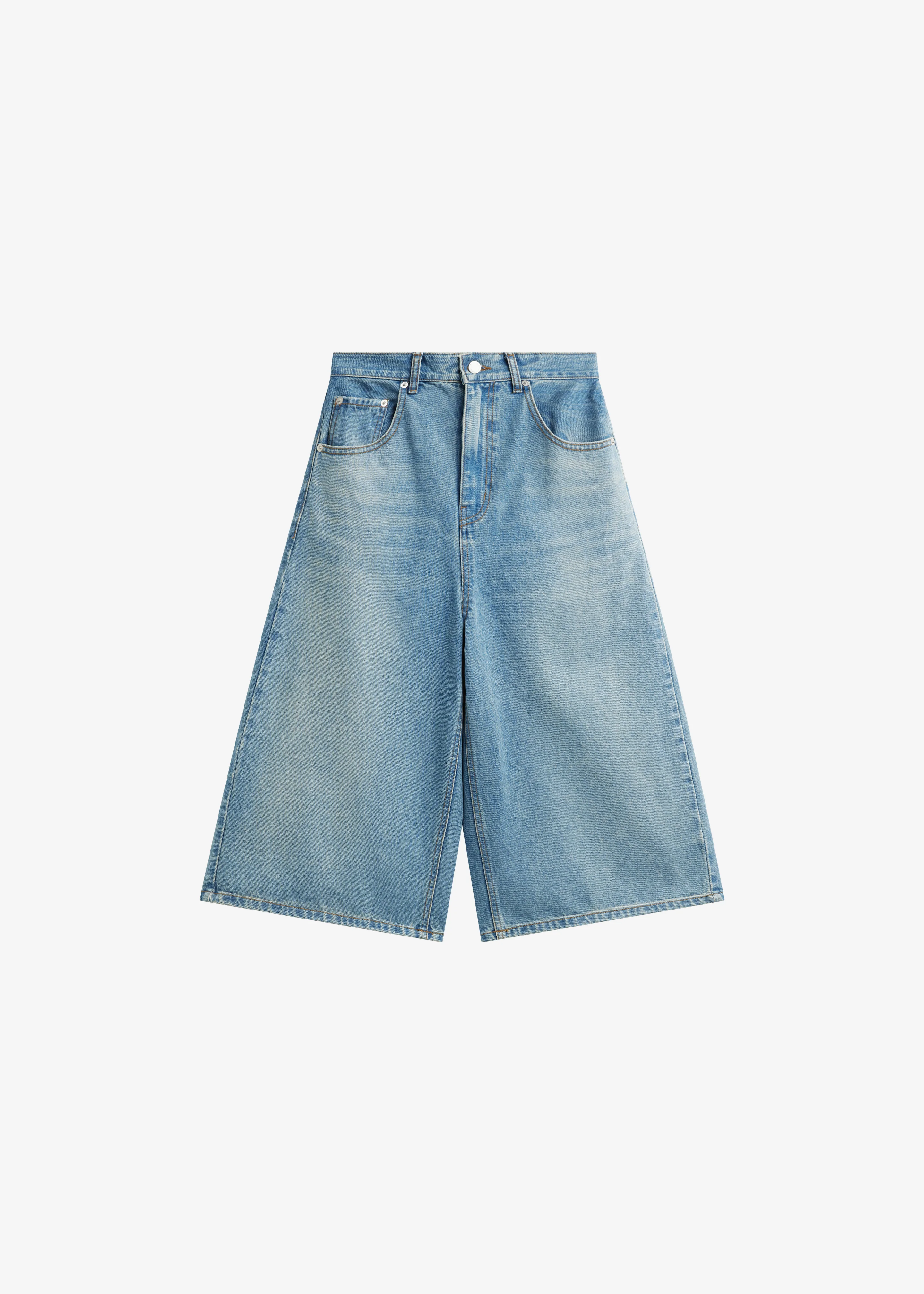 Brunoy Denim Culottes - Light Wash - Image 9