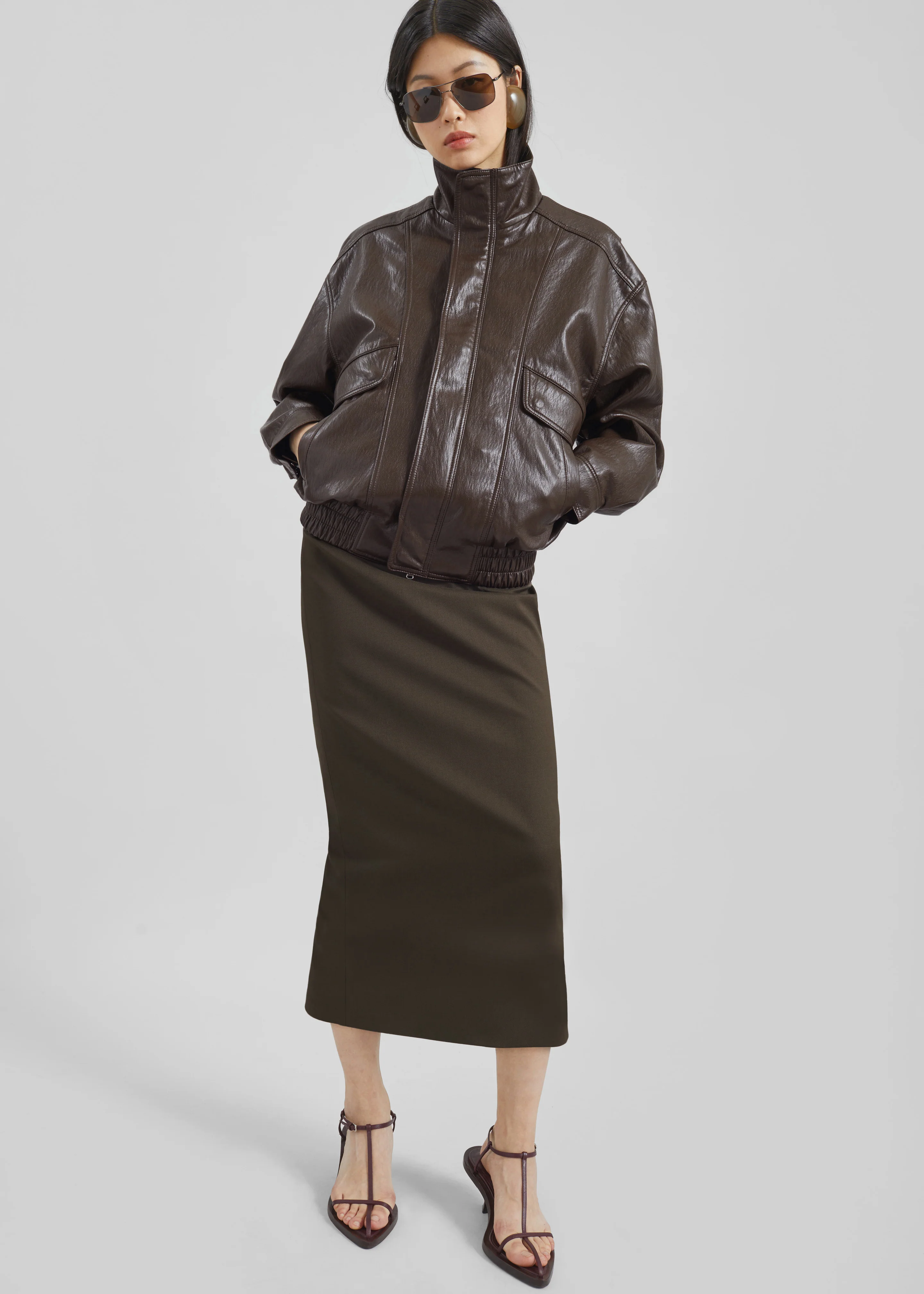 Burland Faux Leather Jacket - Brown - Image 6