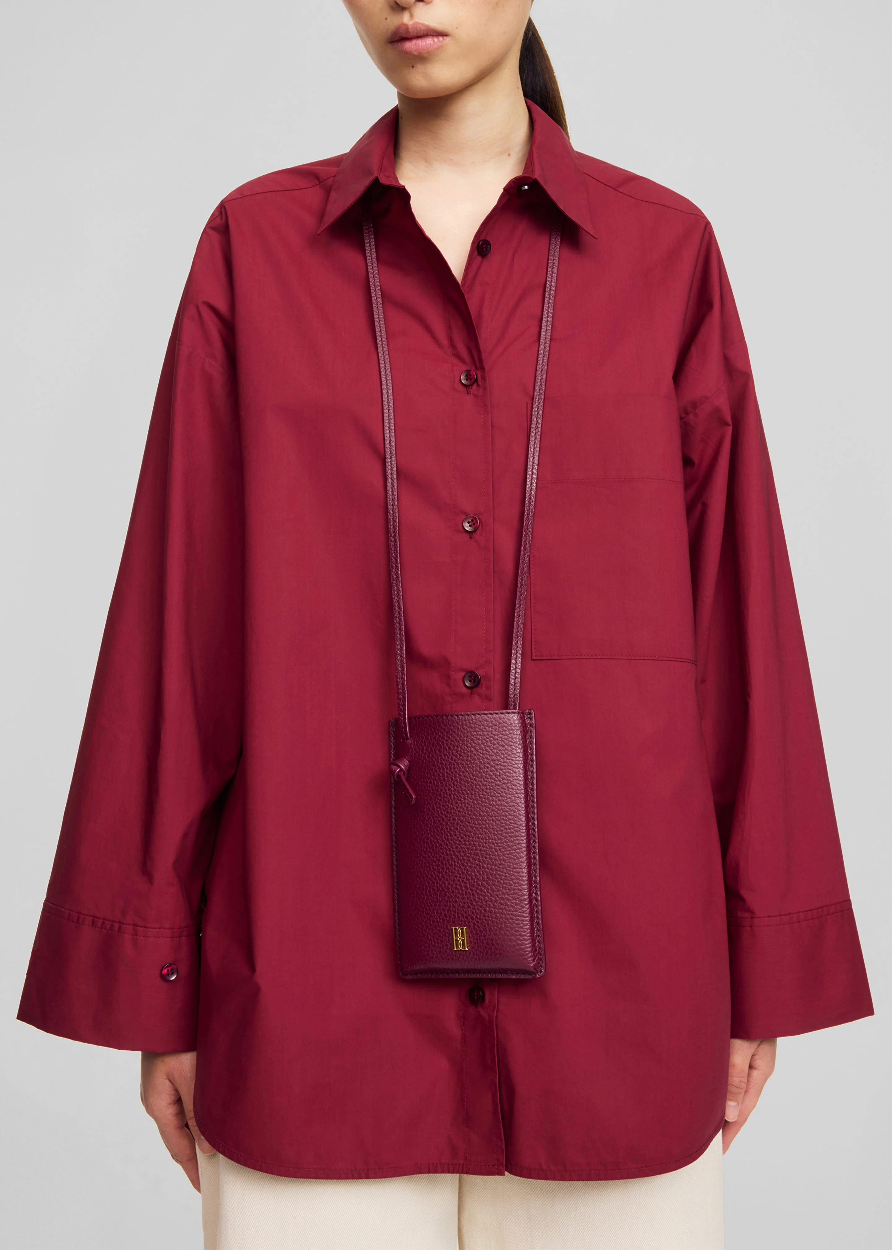 By Malene Birger Aya Phone Leather Pouch - Cabernet - Image 7