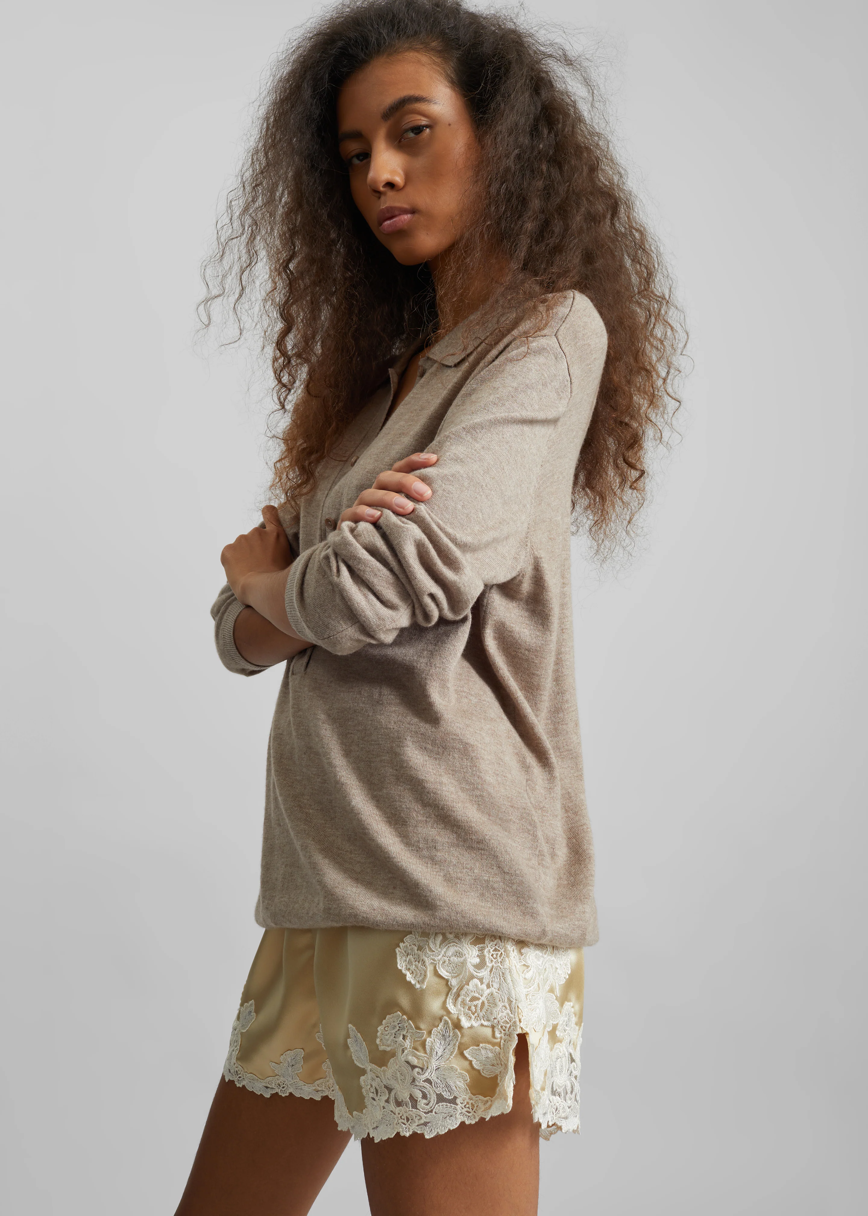 By Malene Birger Eri Satin Shorts - Vanilla Cream - Image 3