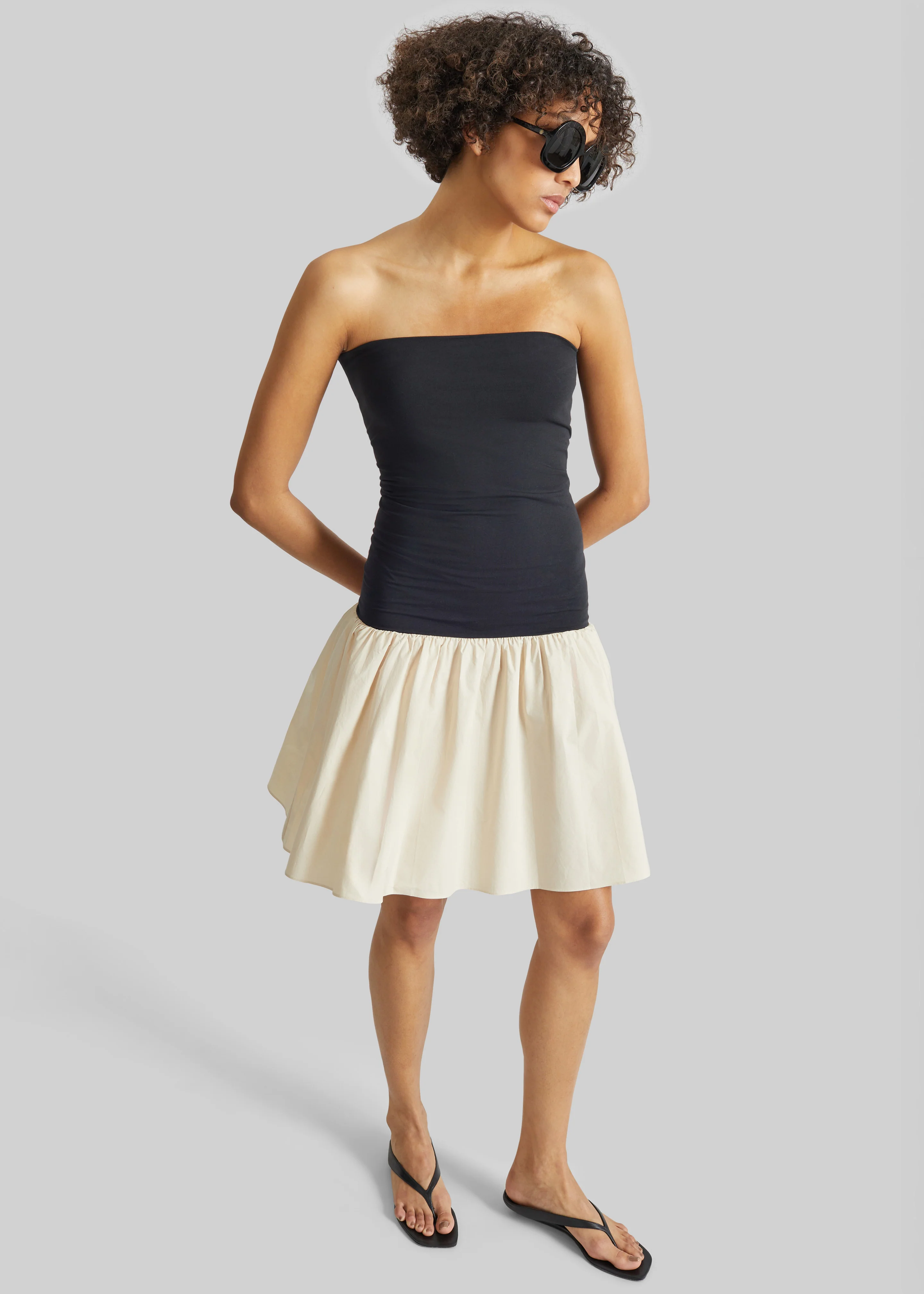 By Malene Birger Marcia Cotton Mini Dress - Oyster Gray - Image 2