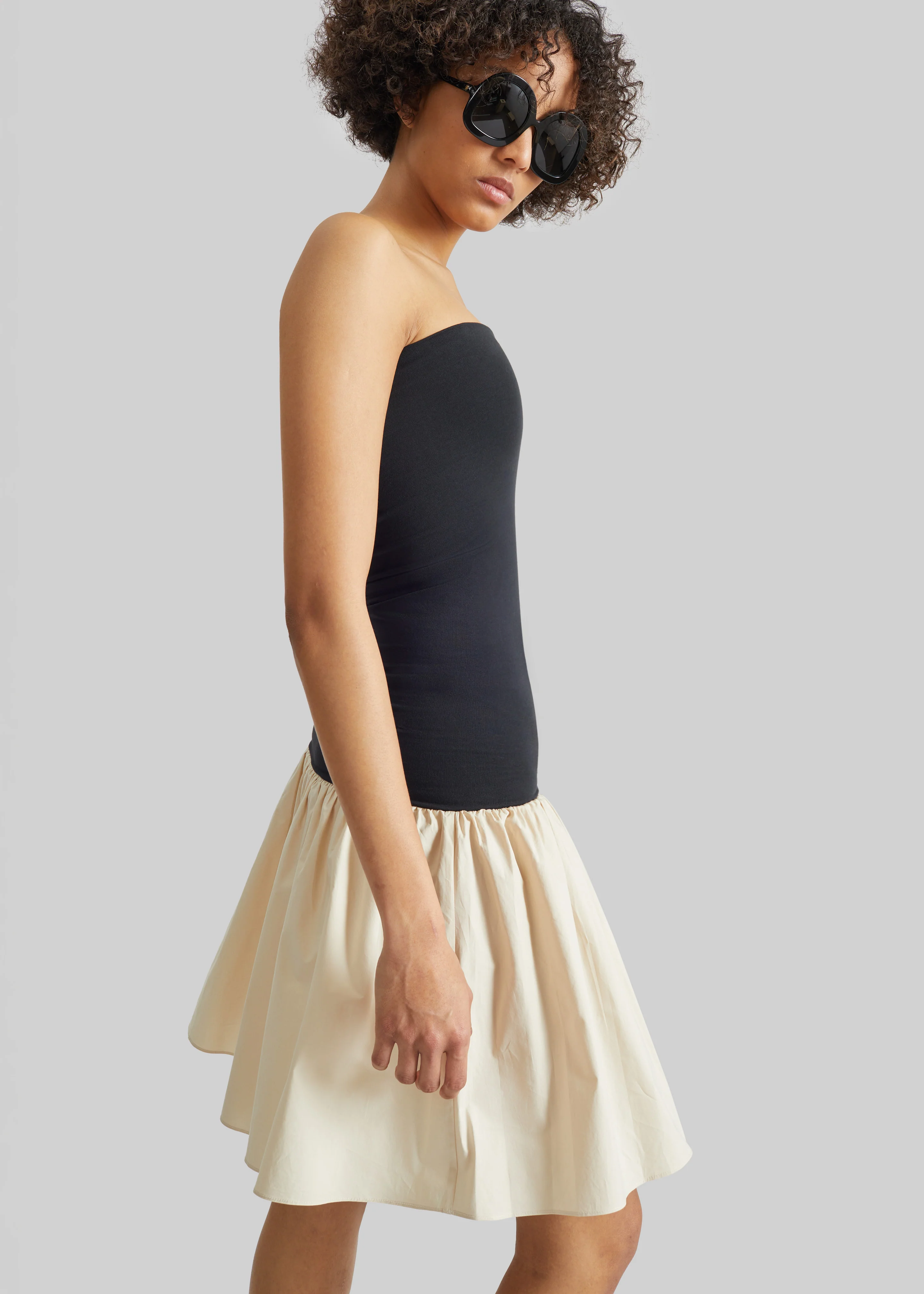 By Malene Birger Marcia Cotton Mini Dress - Oyster Gray - Image 4