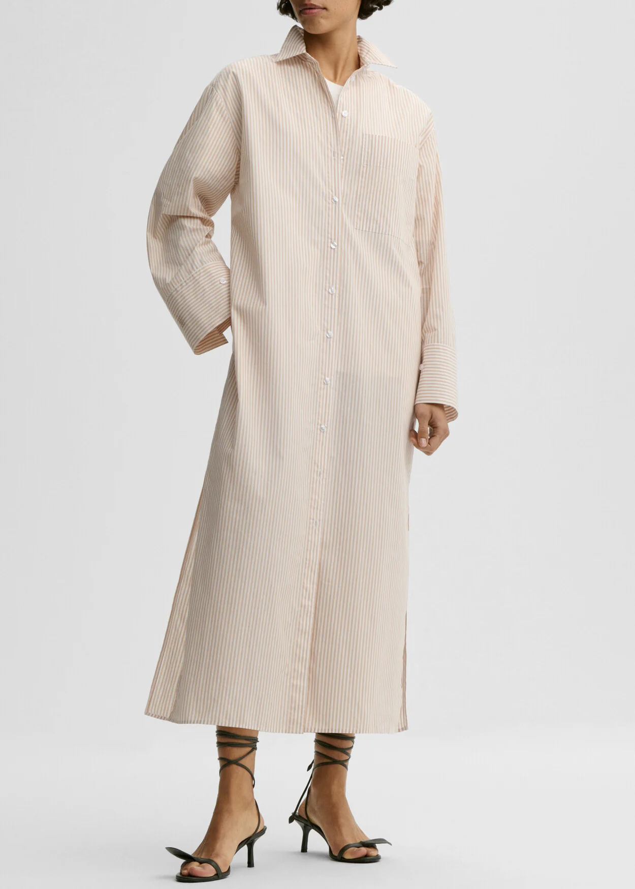 By Malene Birger Perroti Cotton Maxi Dress - Dark Sand Stripe - Image 2
