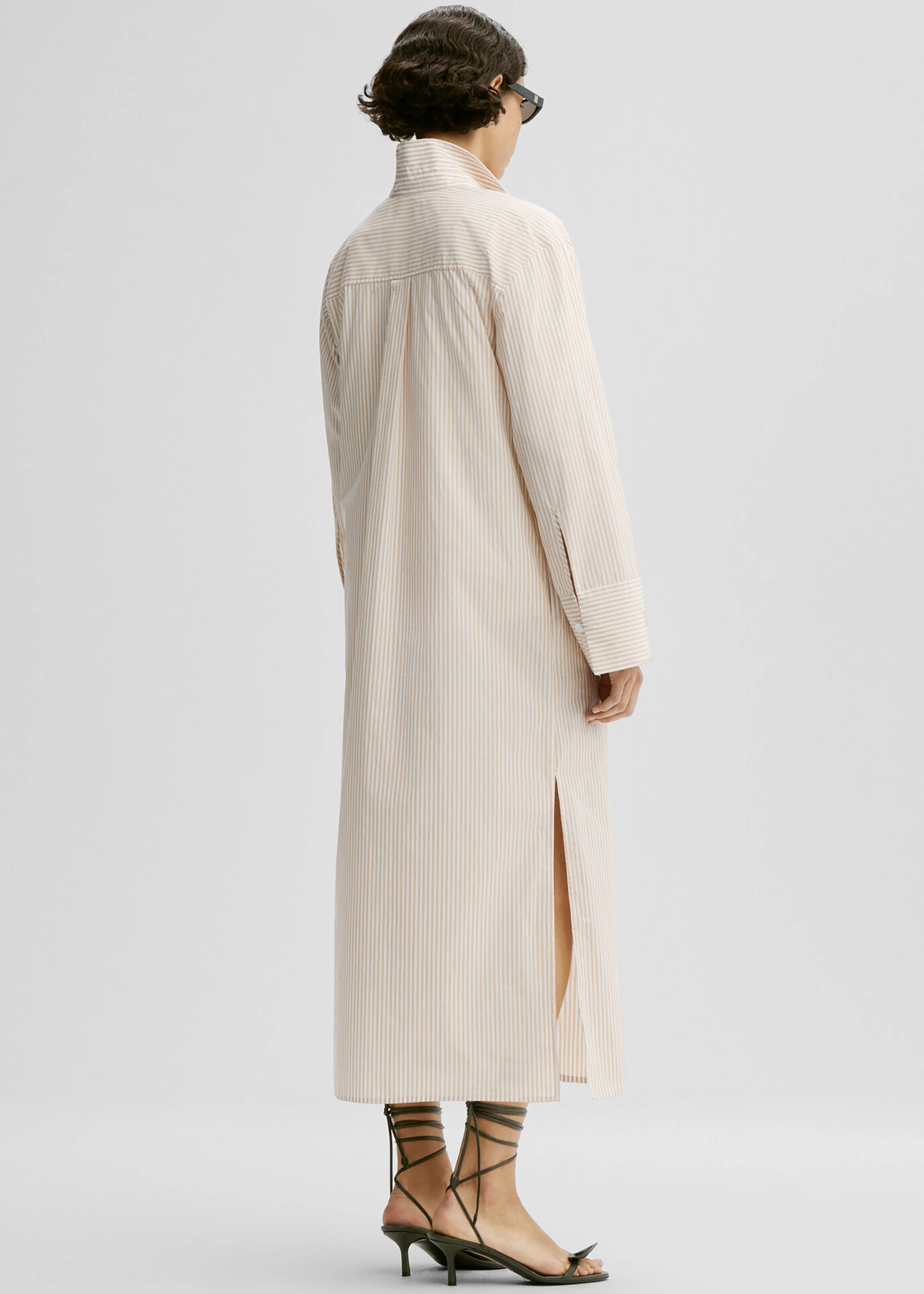 By Malene Birger Perroti Cotton Maxi Dress - Dark Sand Stripe - Image 4