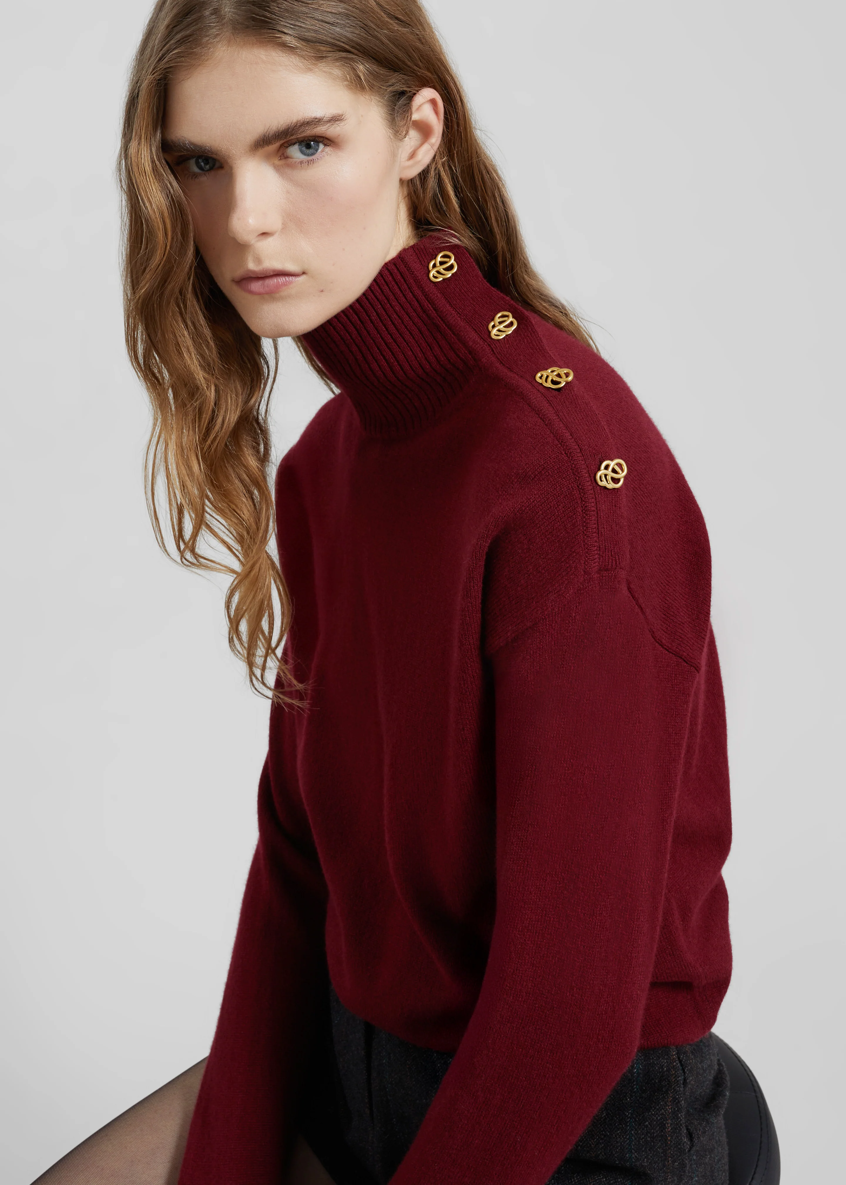 By Malene Birger Vanille Wool Sweater - Cabernet - Image 3