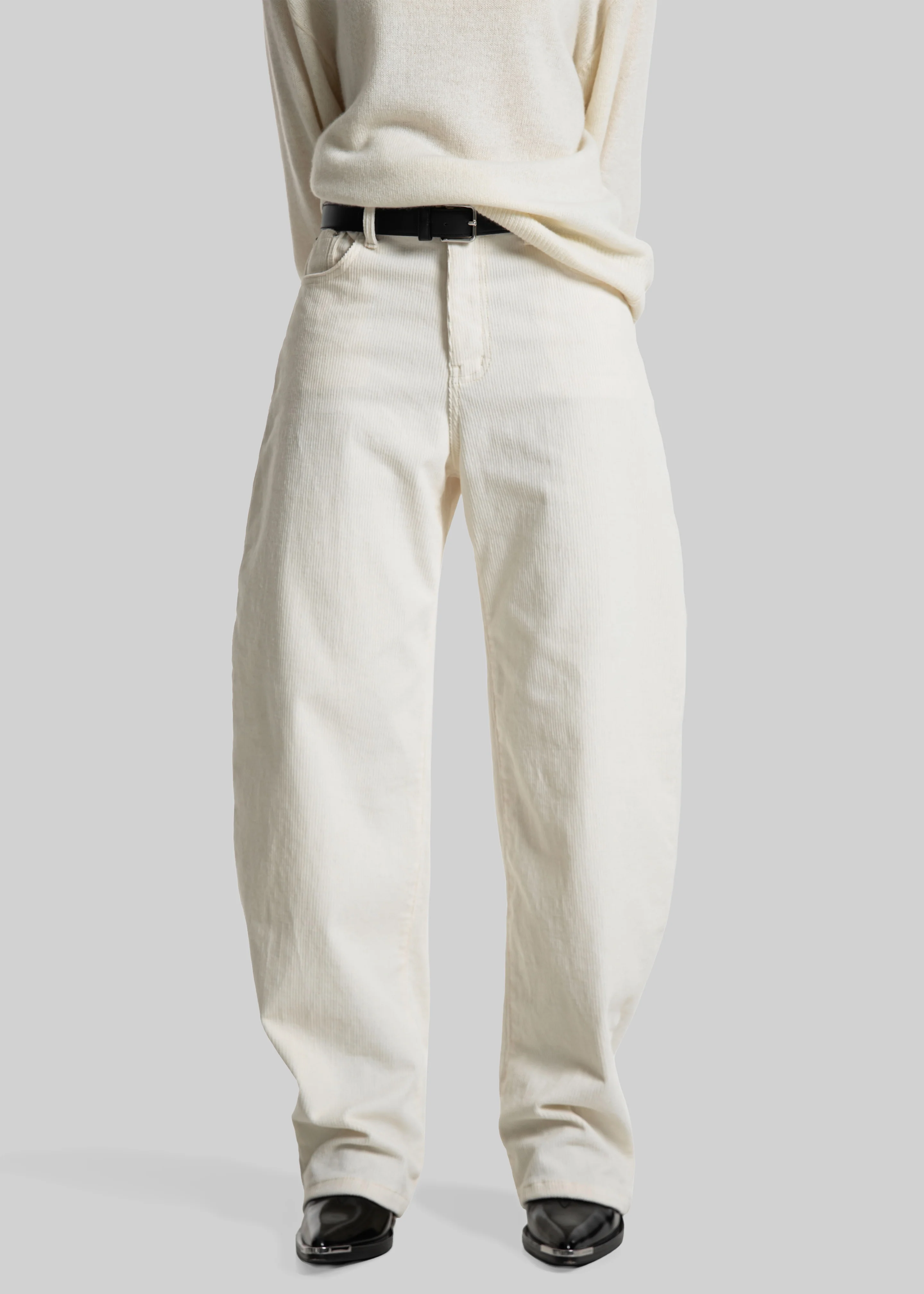 Caistor Corduroy Barrel Leg Pants - Ivory - Image 3