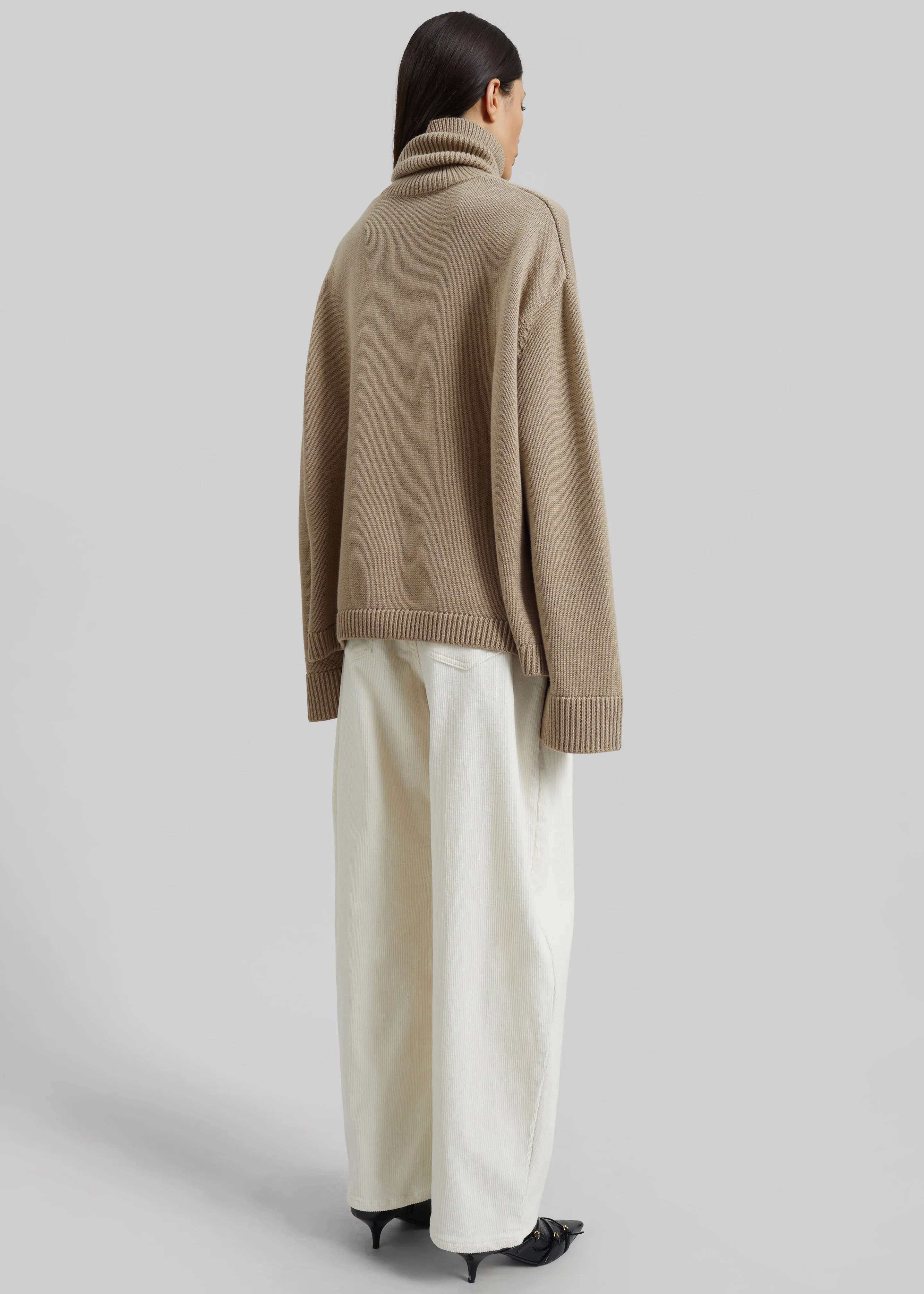 Caistor Corduroy Barrel Leg Pants - Ivory - Image 7