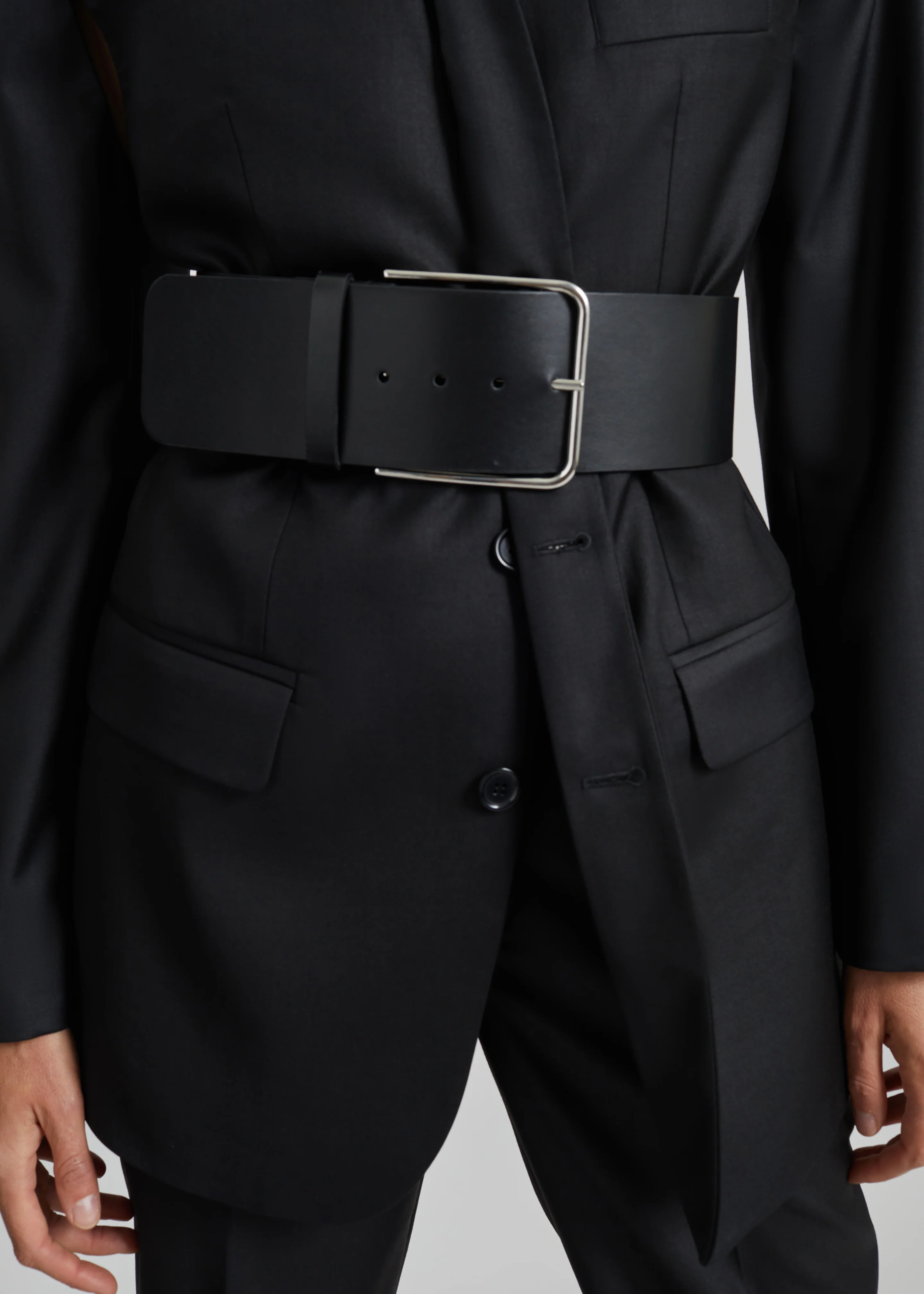 Calan Leather Wide Belt - Black - Image 3