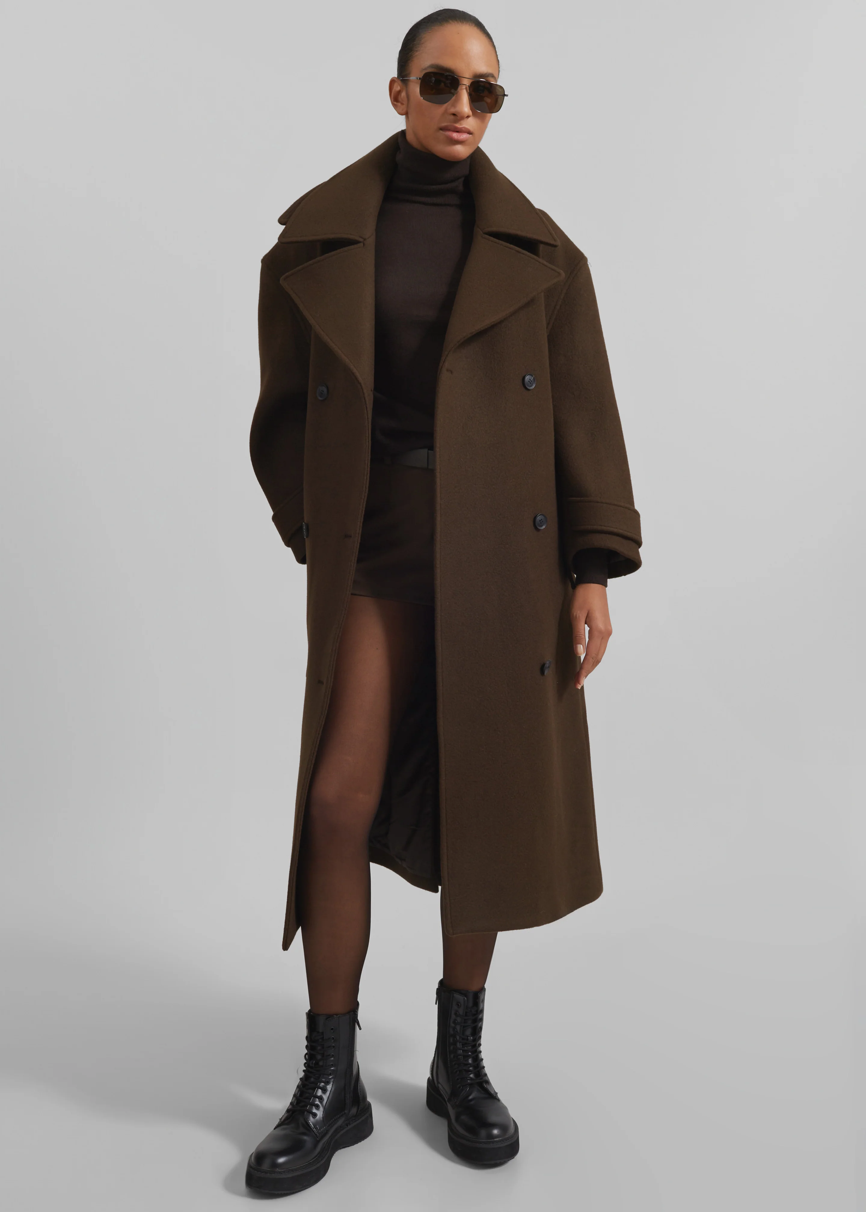 Calbourne Oversized Wool Coat - Brown - Image 3