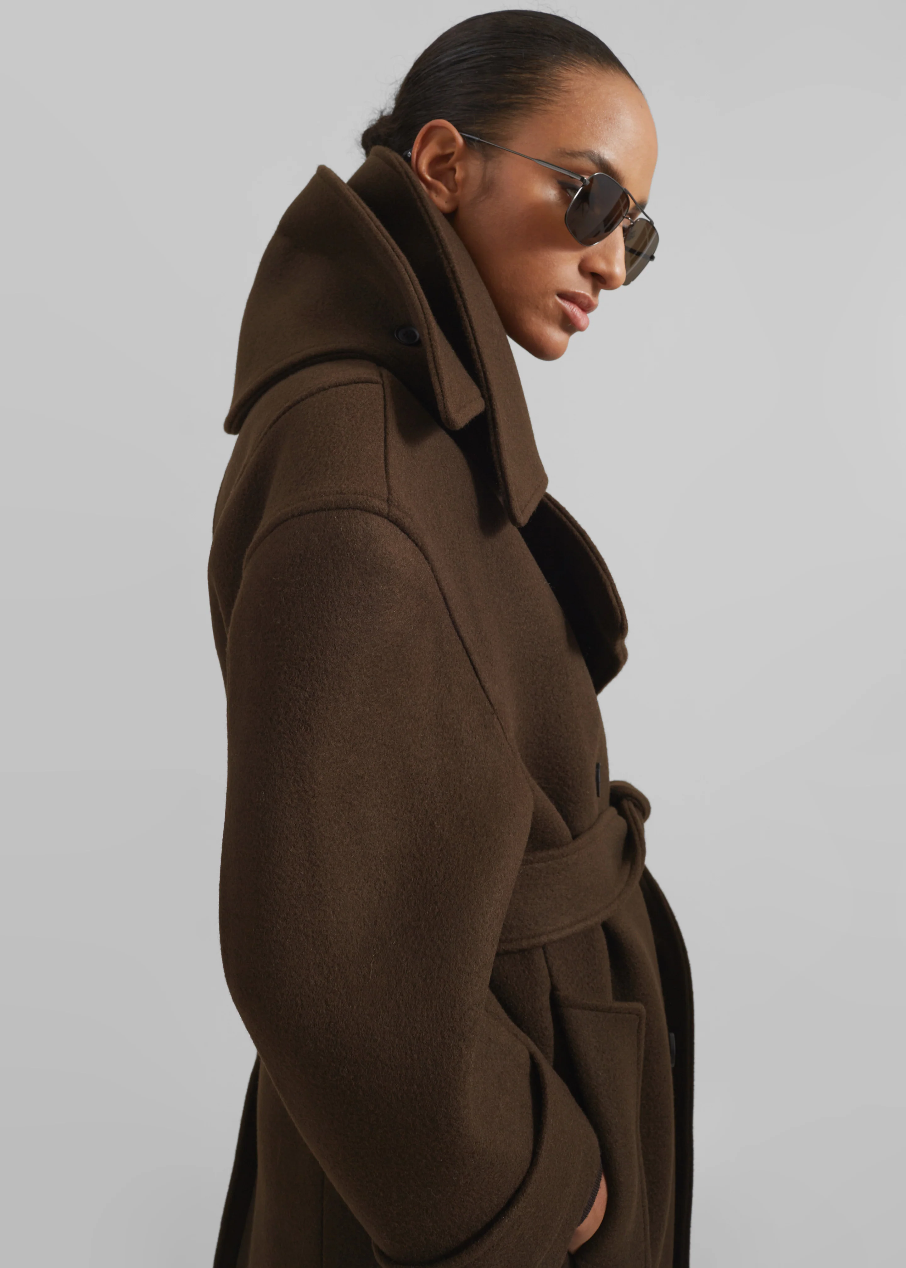 Calbourne Oversized Wool Coat - Brown - Image 8