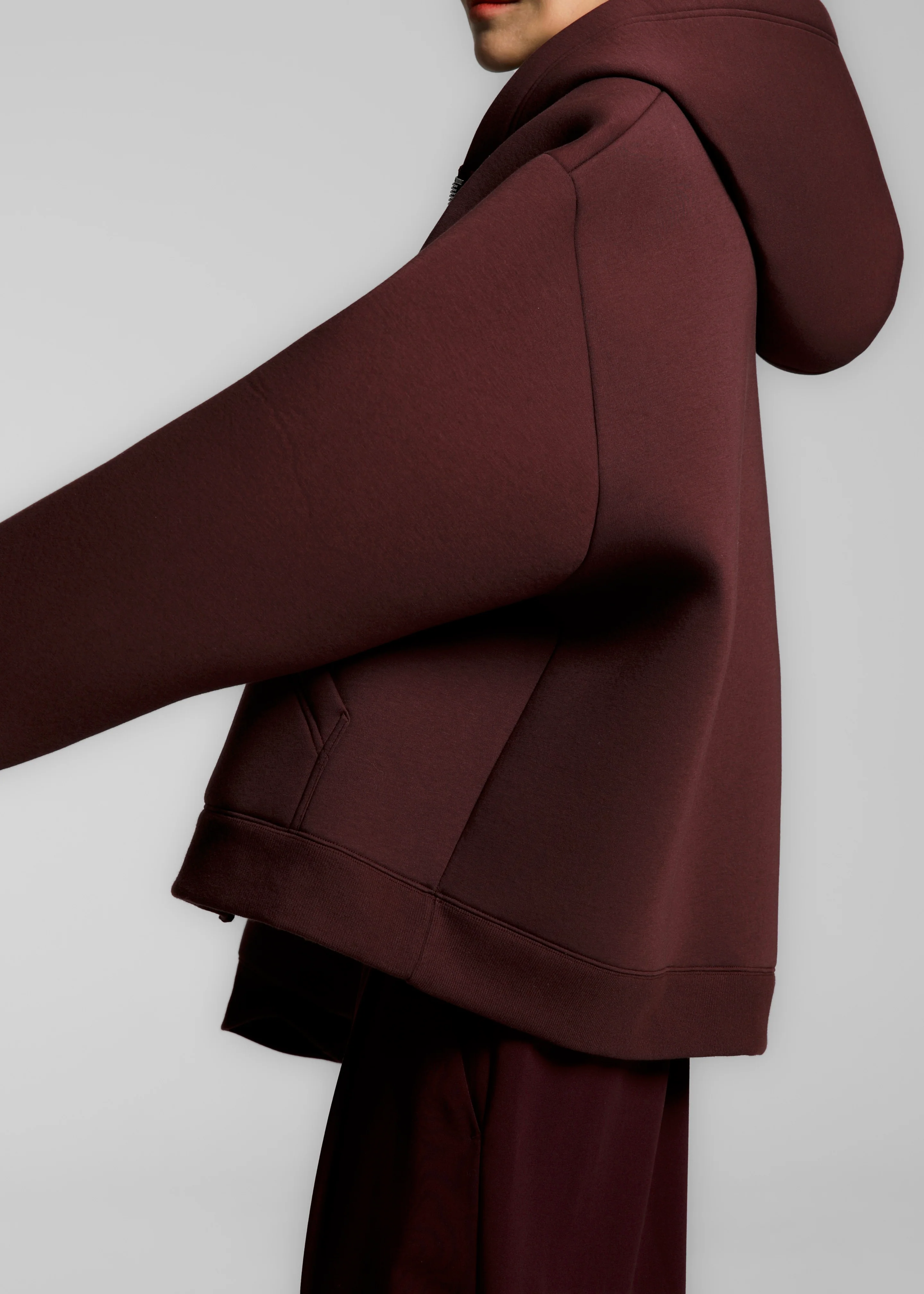 Calder Neoprene Zip-Up Hoodie - Burgundy - Image 6