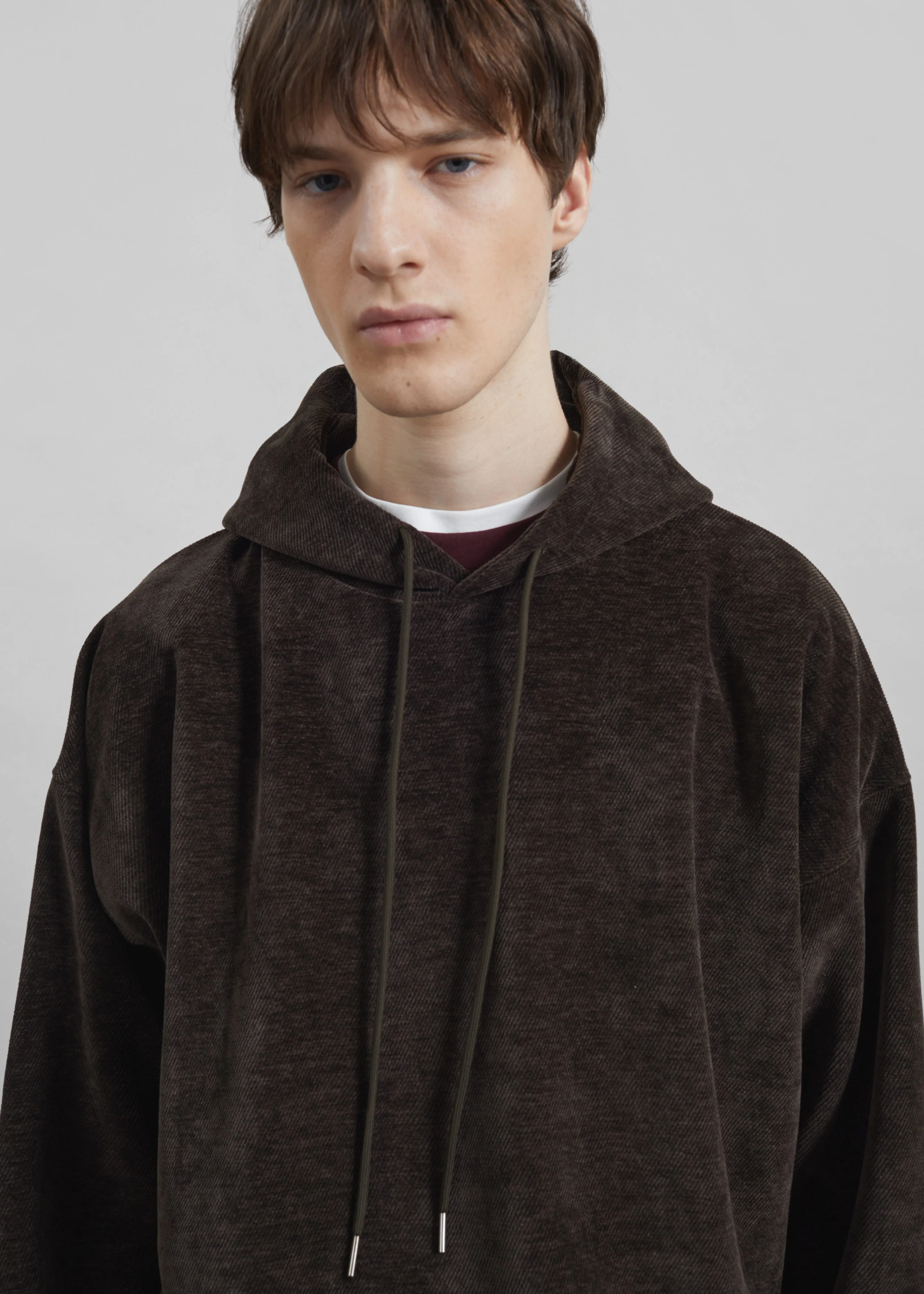Caleb Velvet Hoodie - Brown - Image 3