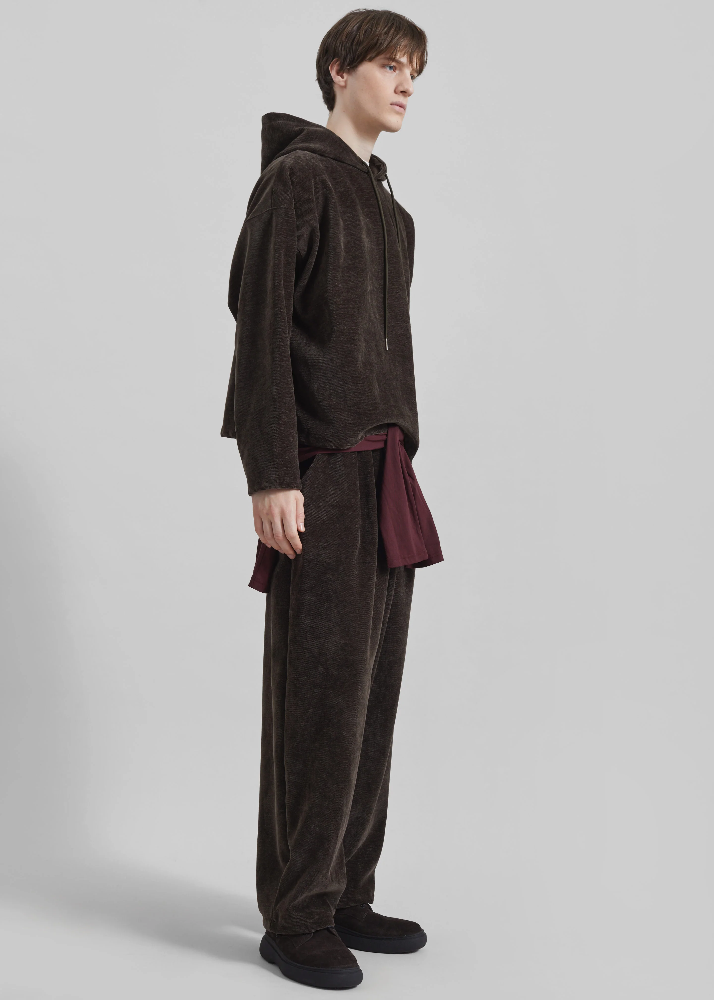 Caleb Velvet Hoodie - Brown - Image 4