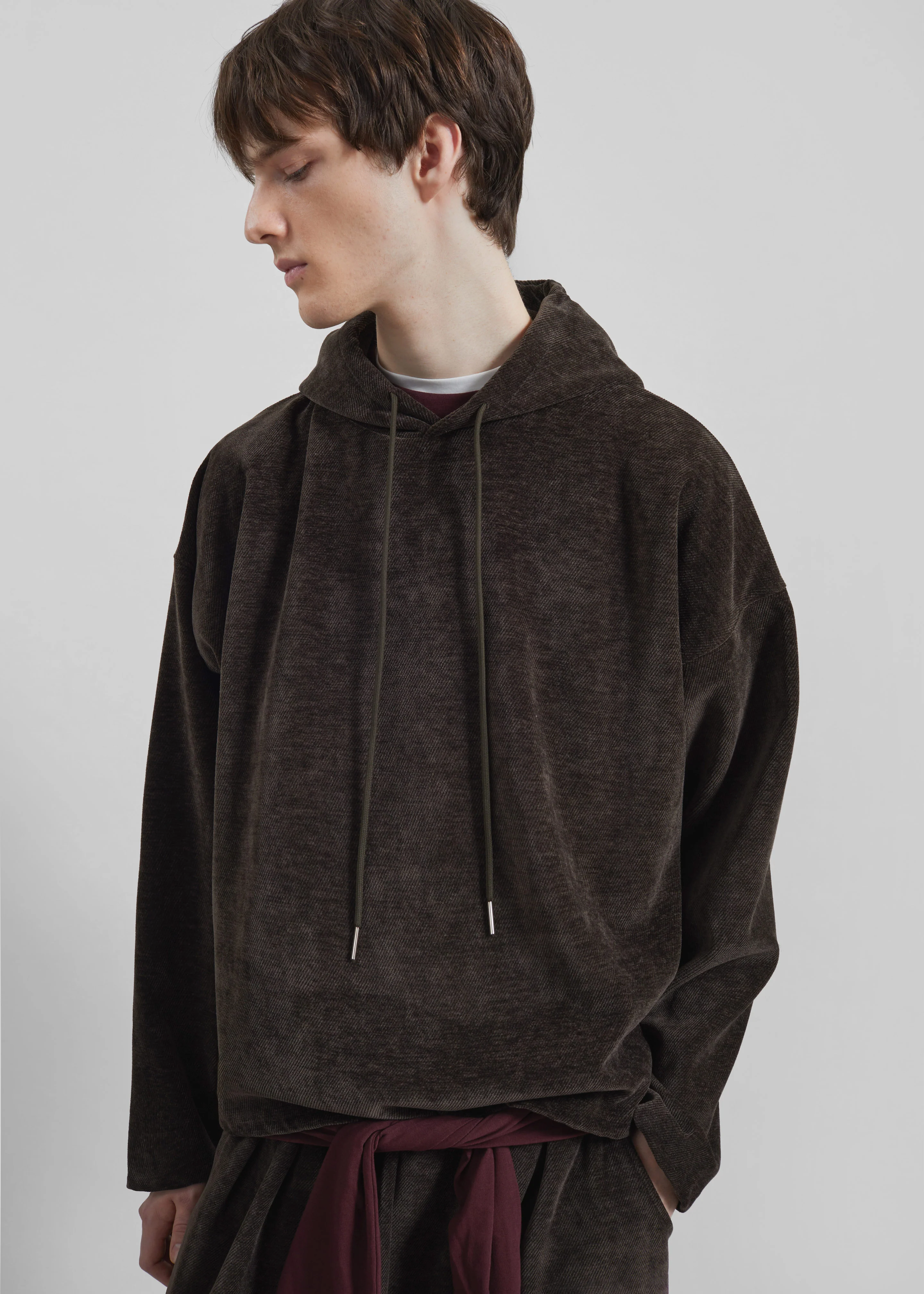 Caleb Velvet Hoodie - Brown - Image 5