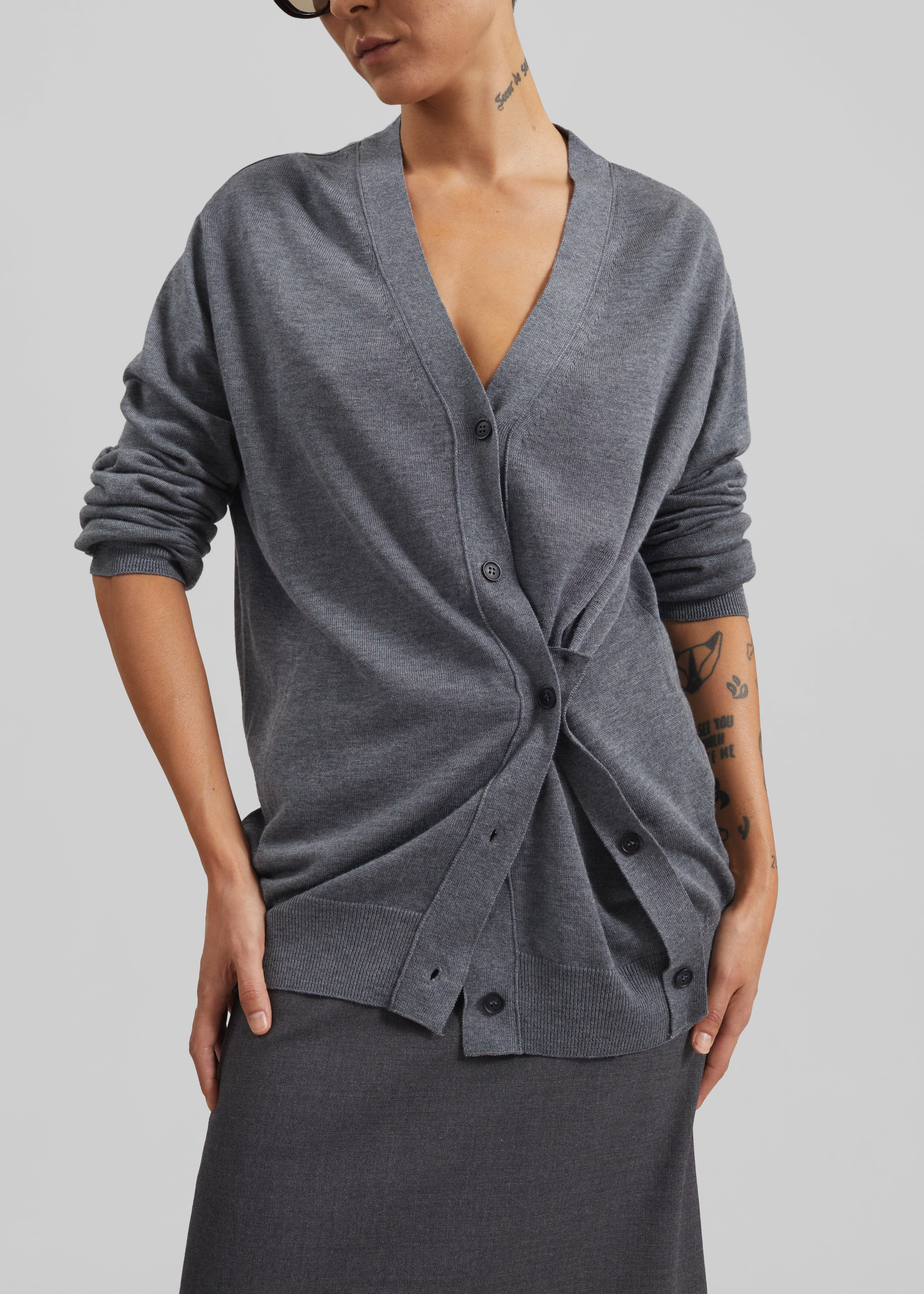 Calvane Two-Way Cardigan - Grey - Image 6