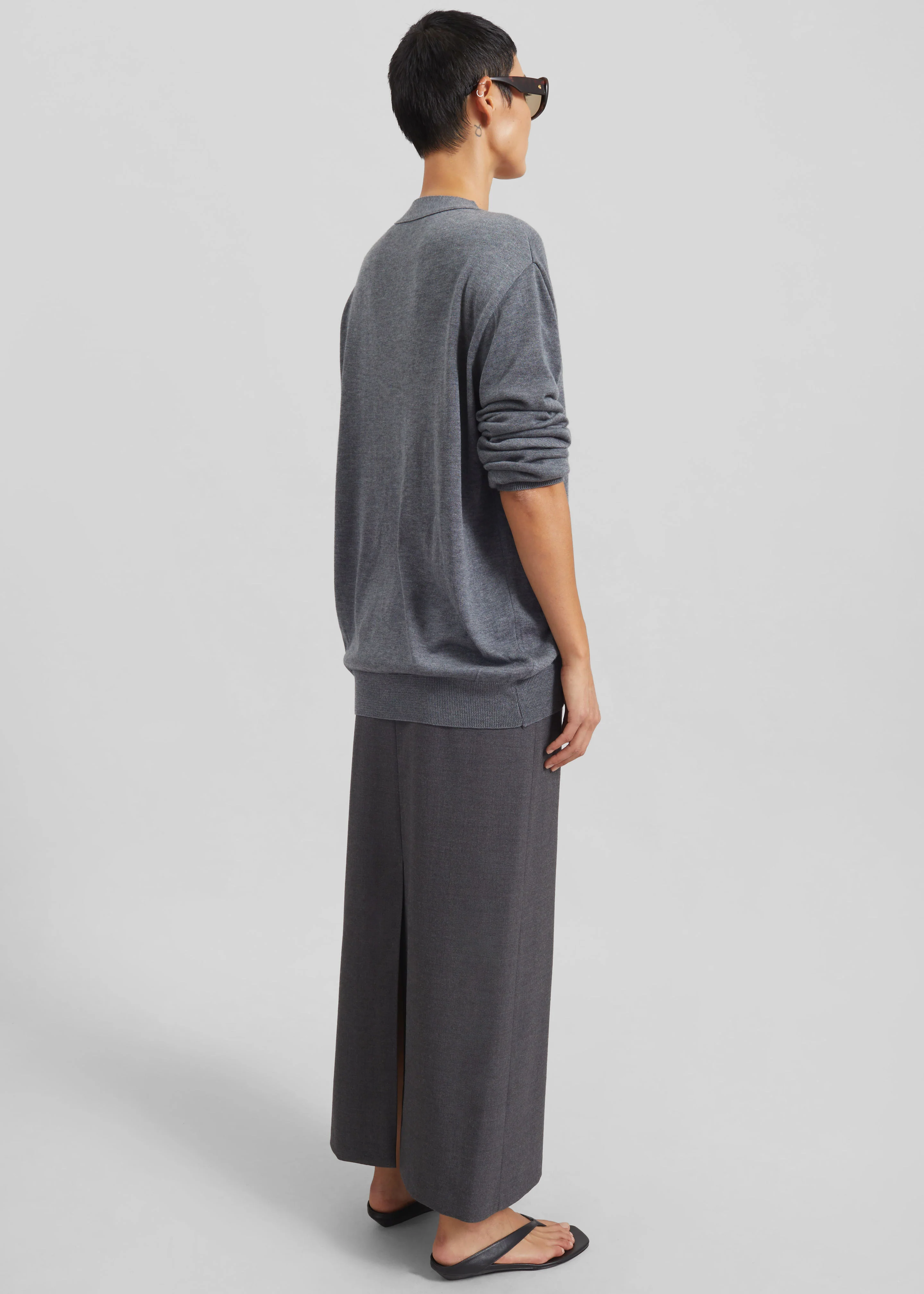 Calvane Two-Way Cardigan - Grey - Image 9