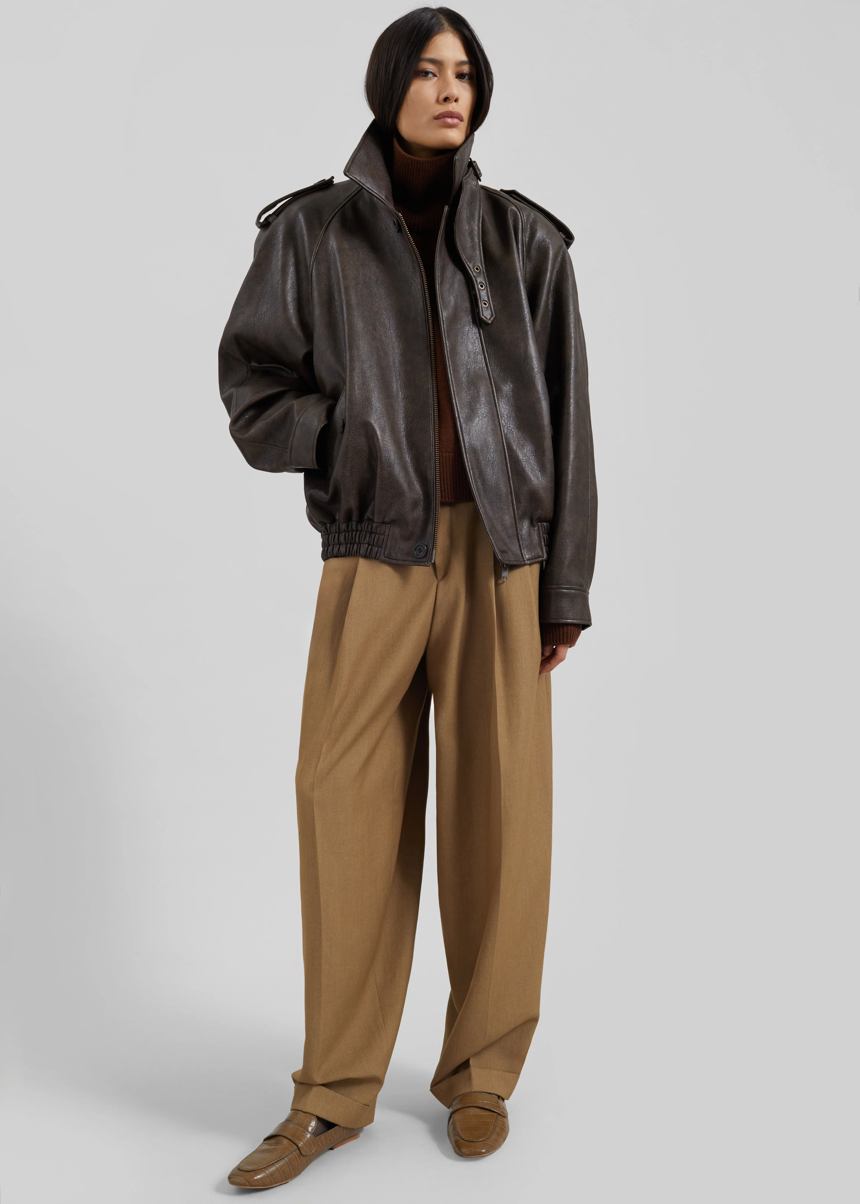 Canberra Pleated Trousers - Camel - Image 9
