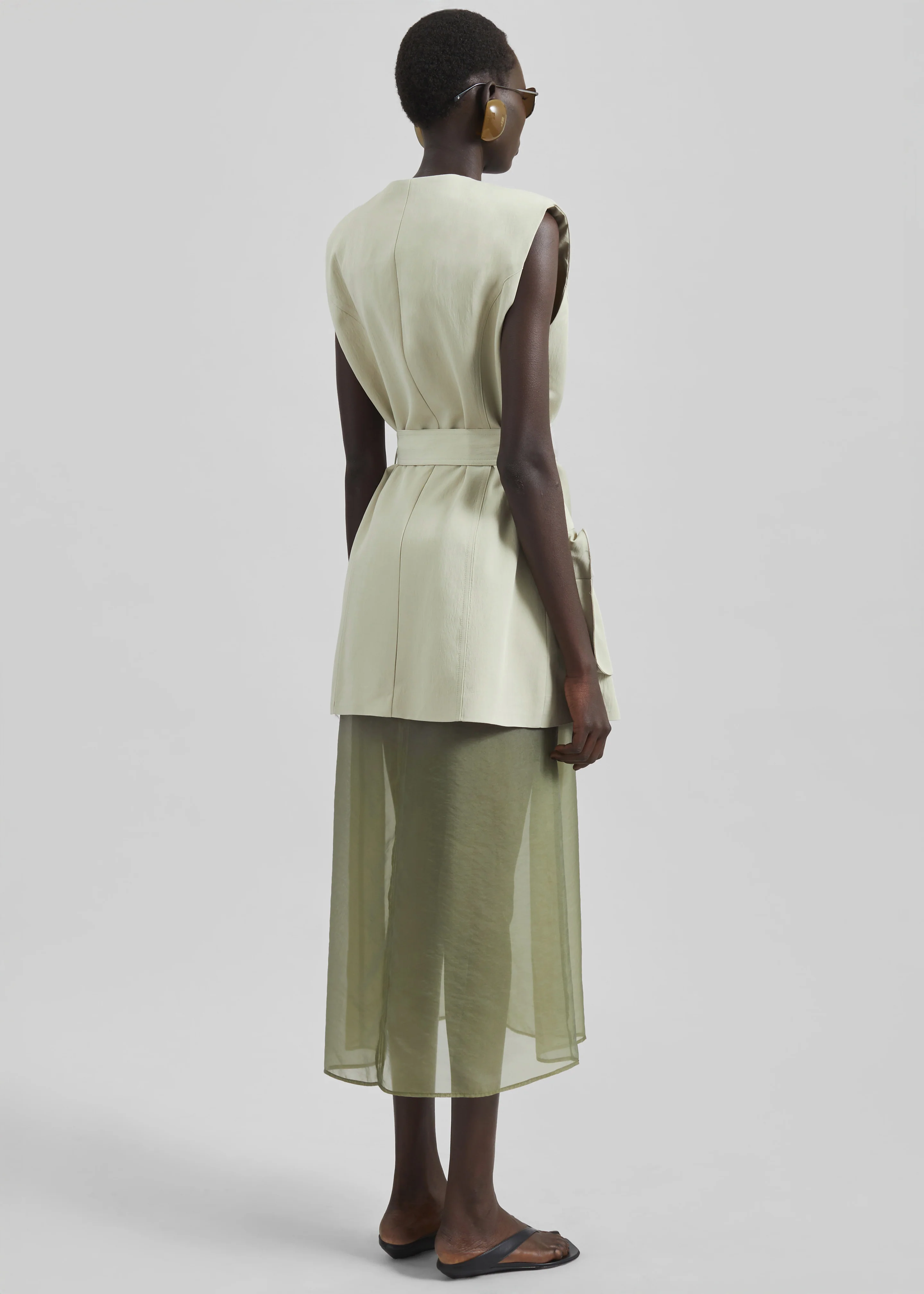 Carral Belted Vest - Pale Green - Image 12