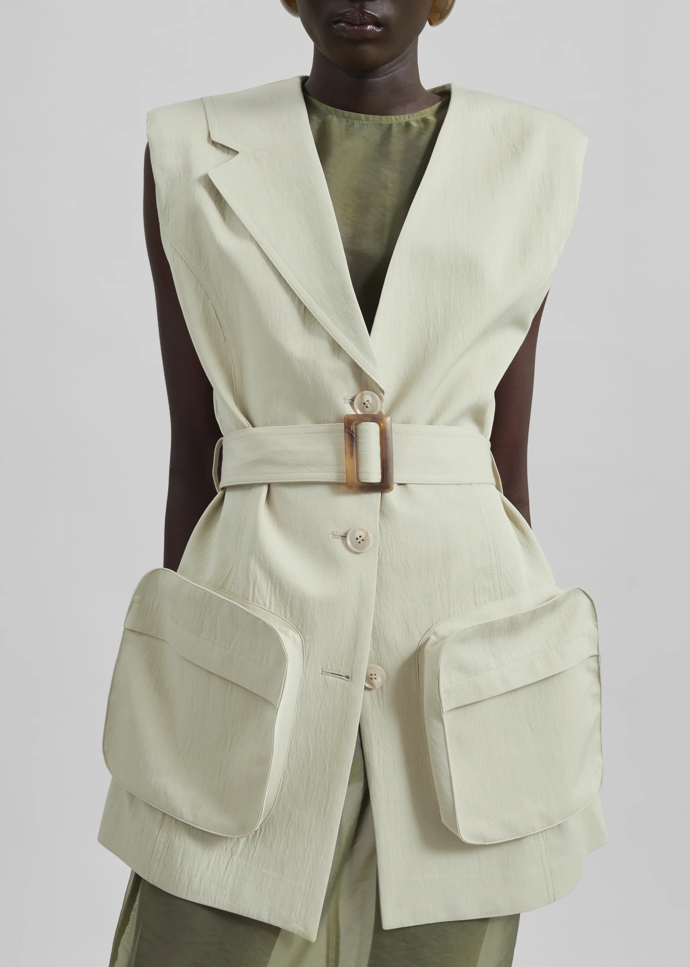 Carral Belted Vest - Pale Green - Image 2