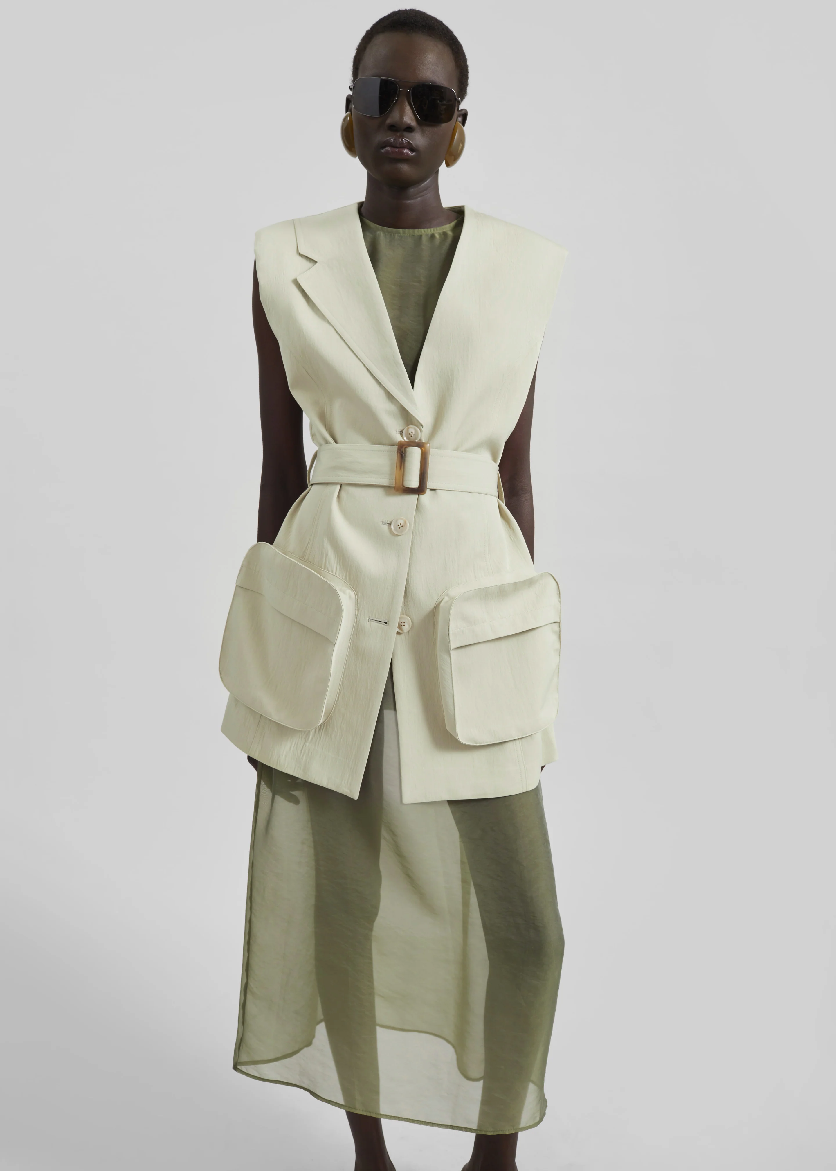 Carral Belted Vest - Pale Green - Image 3