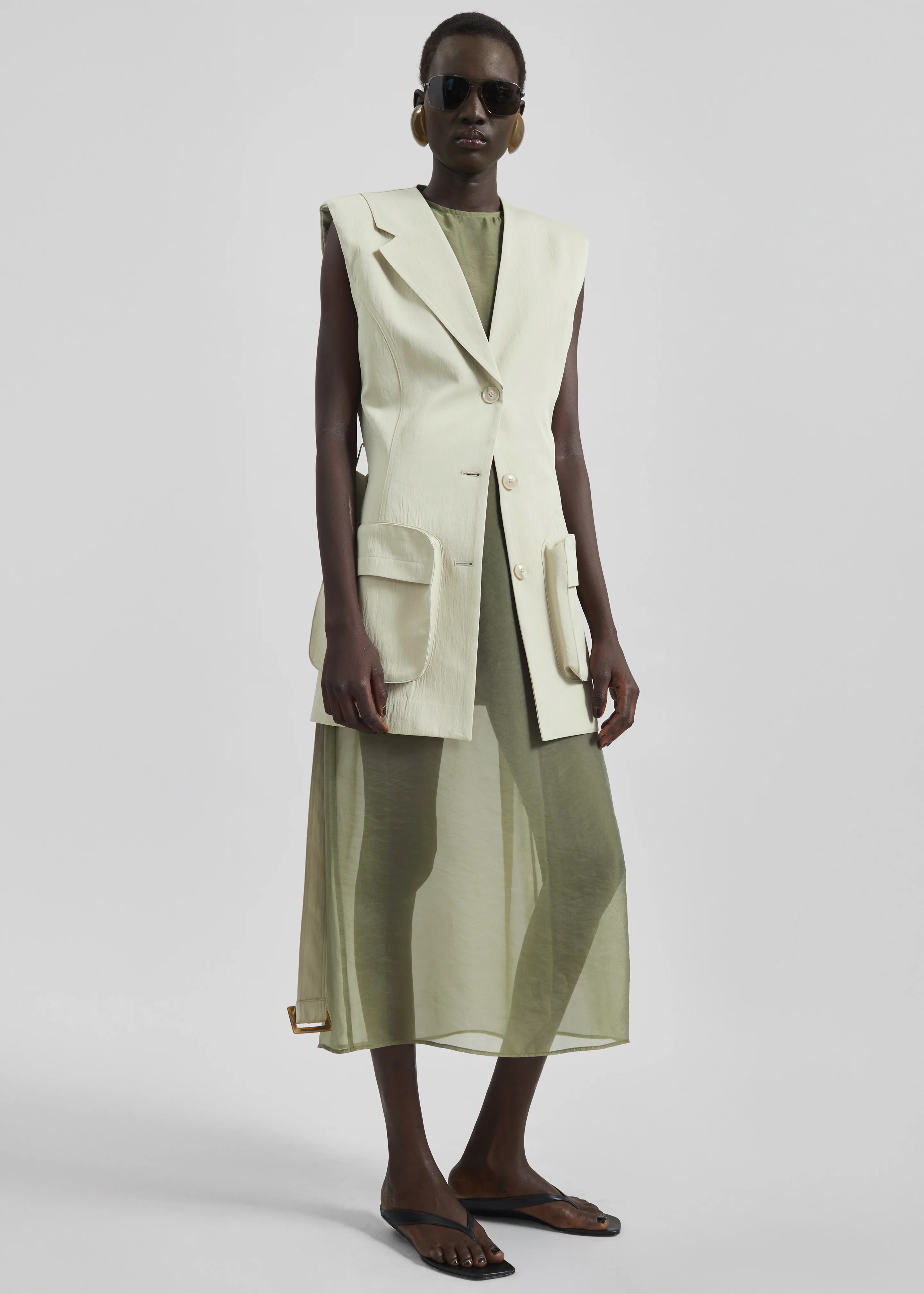 Carral Belted Vest - Pale Green - Image 4