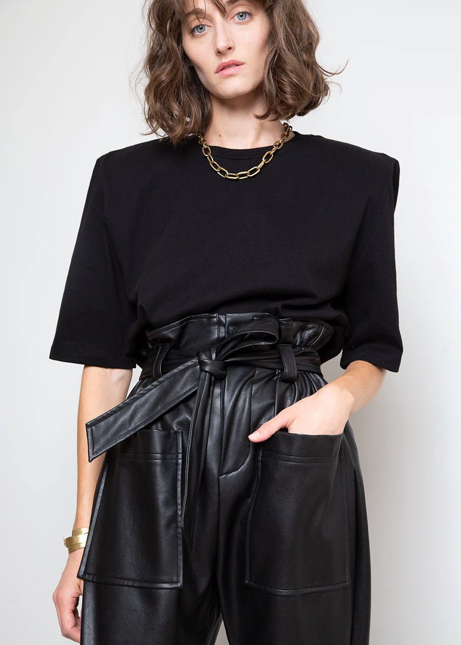 Carrington Padded Shoulder Tee - Black - Image 7