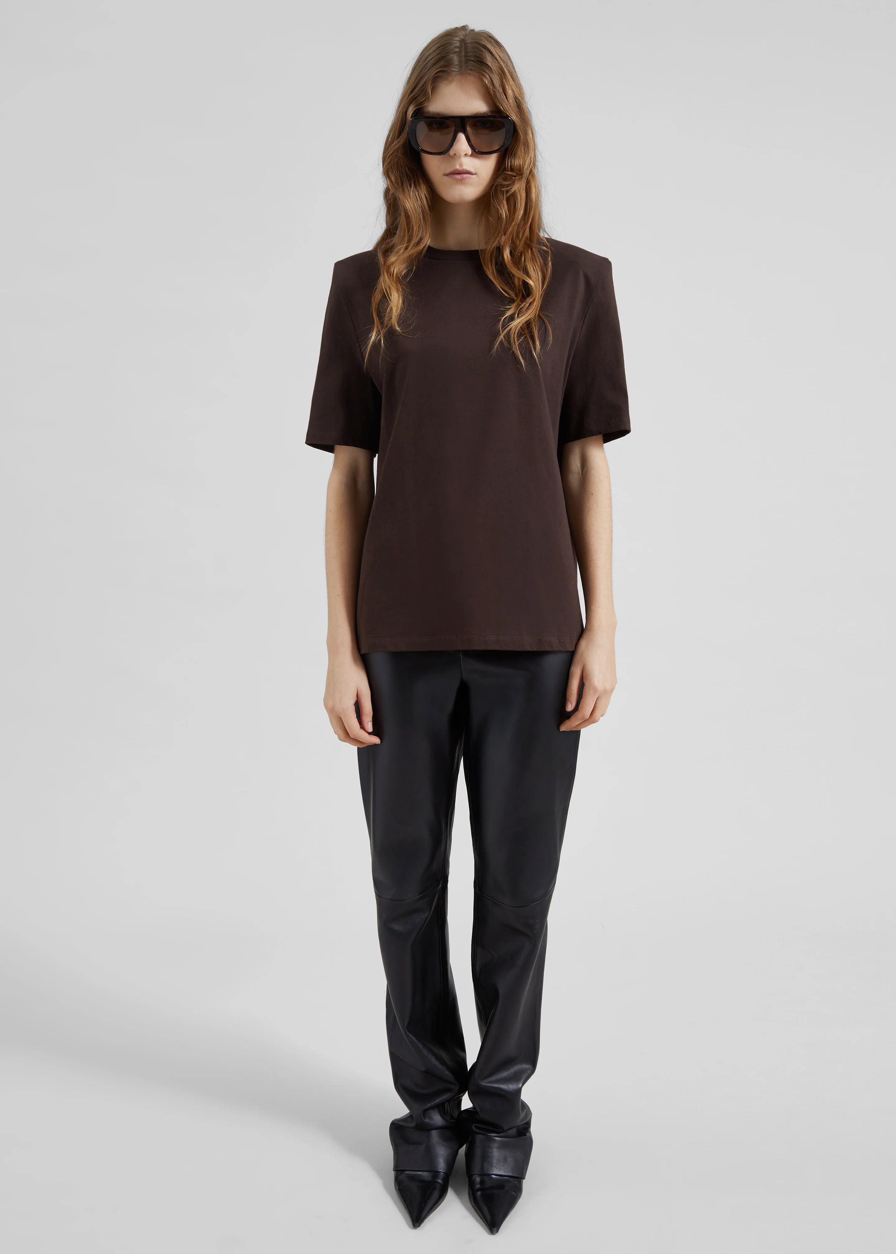 Carrington Padded Shoulder Tee - Brown - Image 5