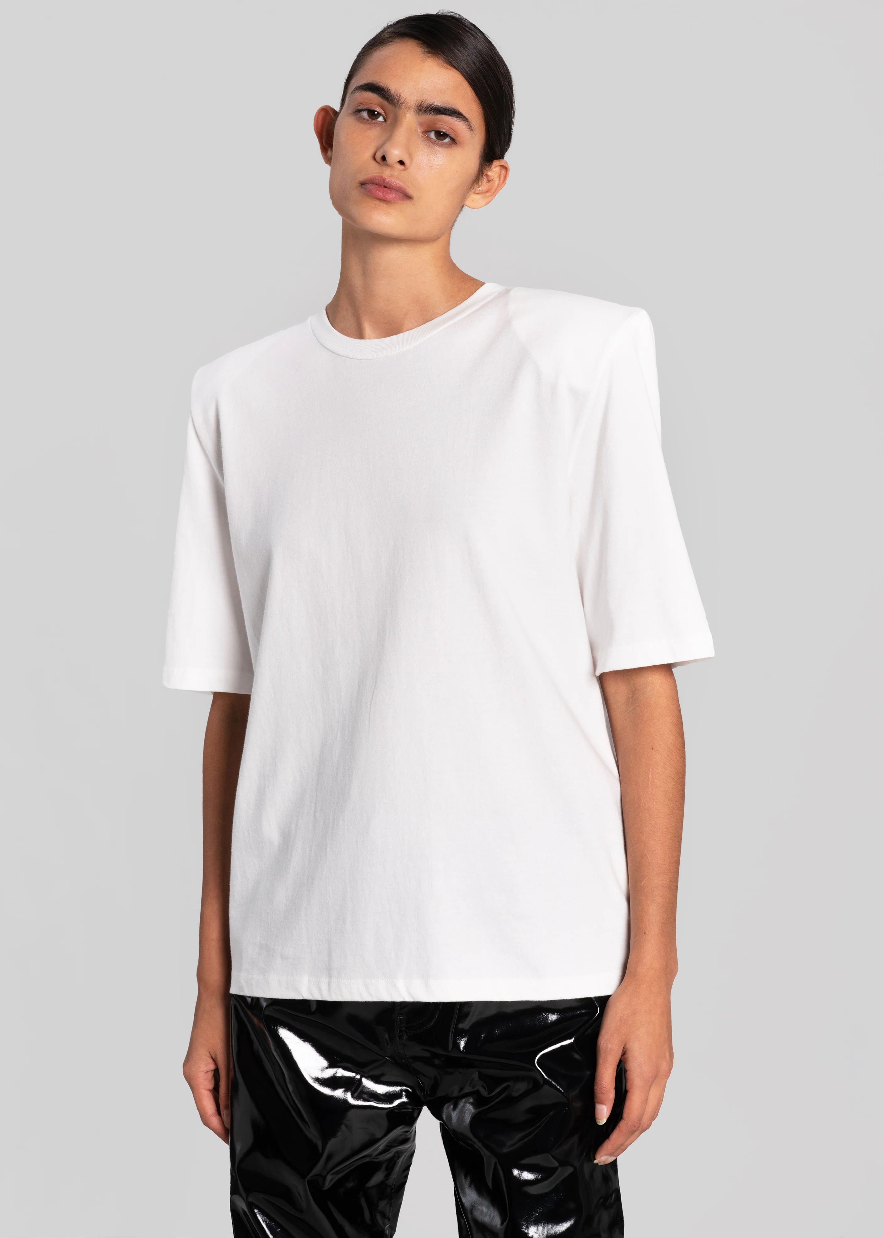 Carrington Padded Shoulder Tee - White - Image 7