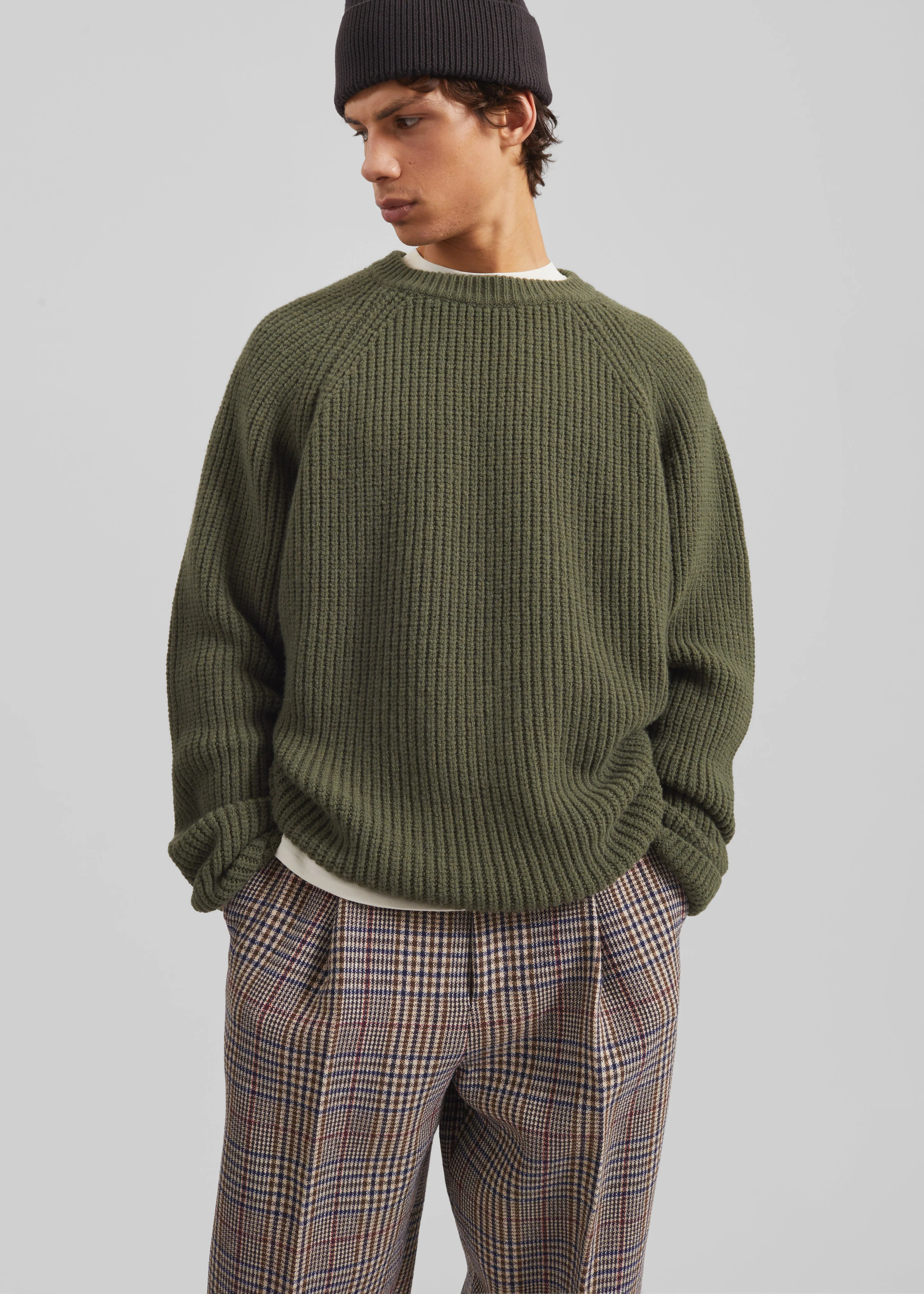 Carter Crew Neck Sweater - Olive - Image 4